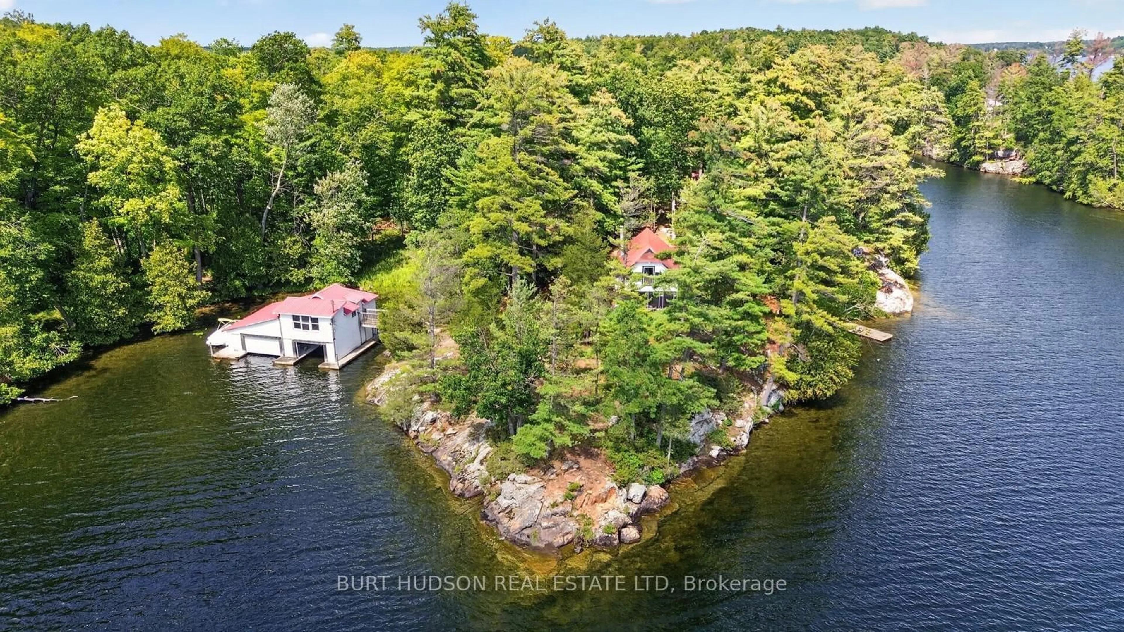 A pic from outside/outdoor area/front of a property/back of a property/a pic from drone, water/lake/river/ocean view for 1 Fisher Island, Leeds and the Thousand Islands Ontario K0E 1B0