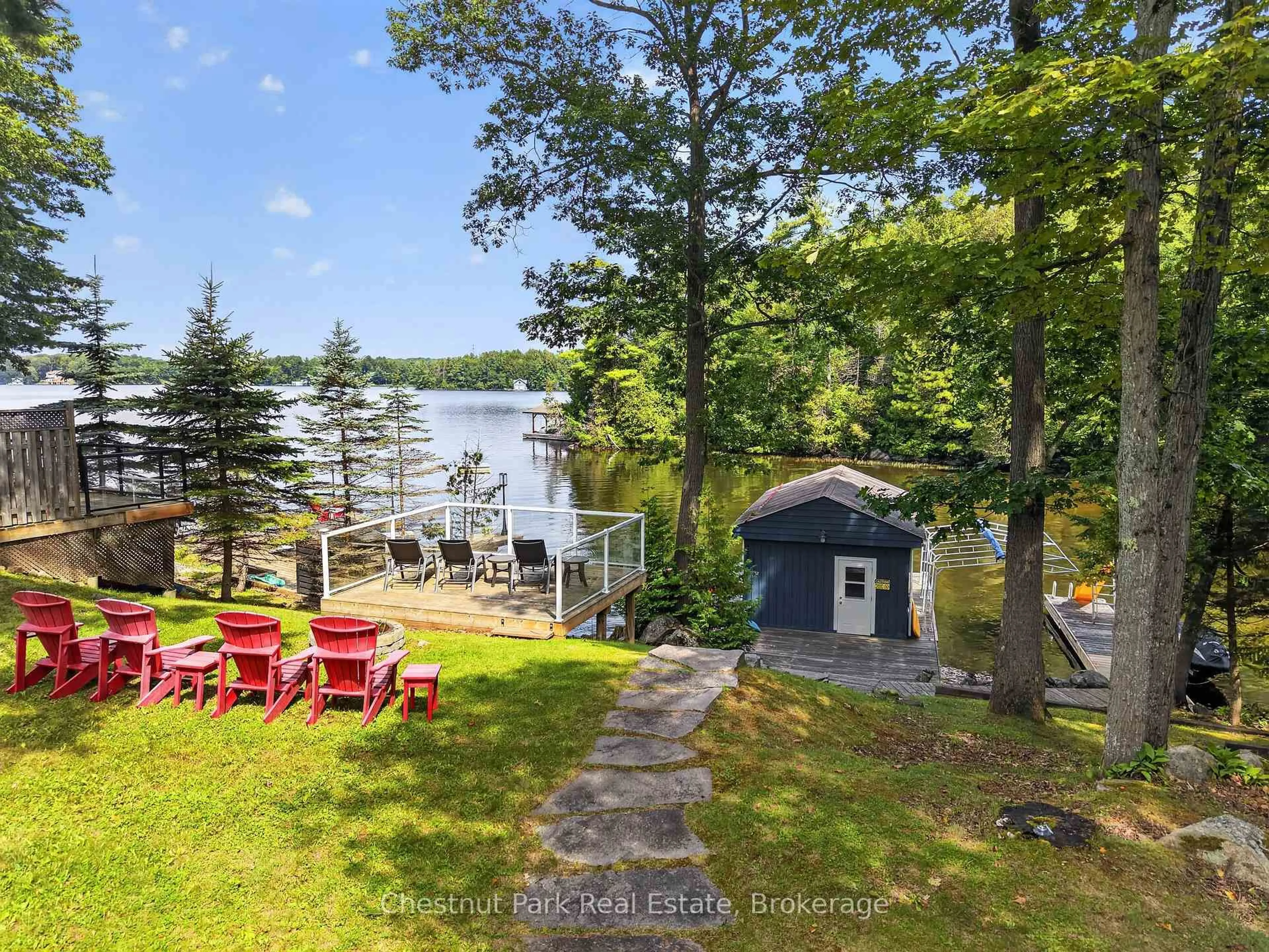 A pic from outside/outdoor area/front of a property/back of a property/a pic from drone, water/lake/river/ocean view for 1155 Whiteside Road #4 Rd, Muskoka Lakes Ontario P0B 1J0