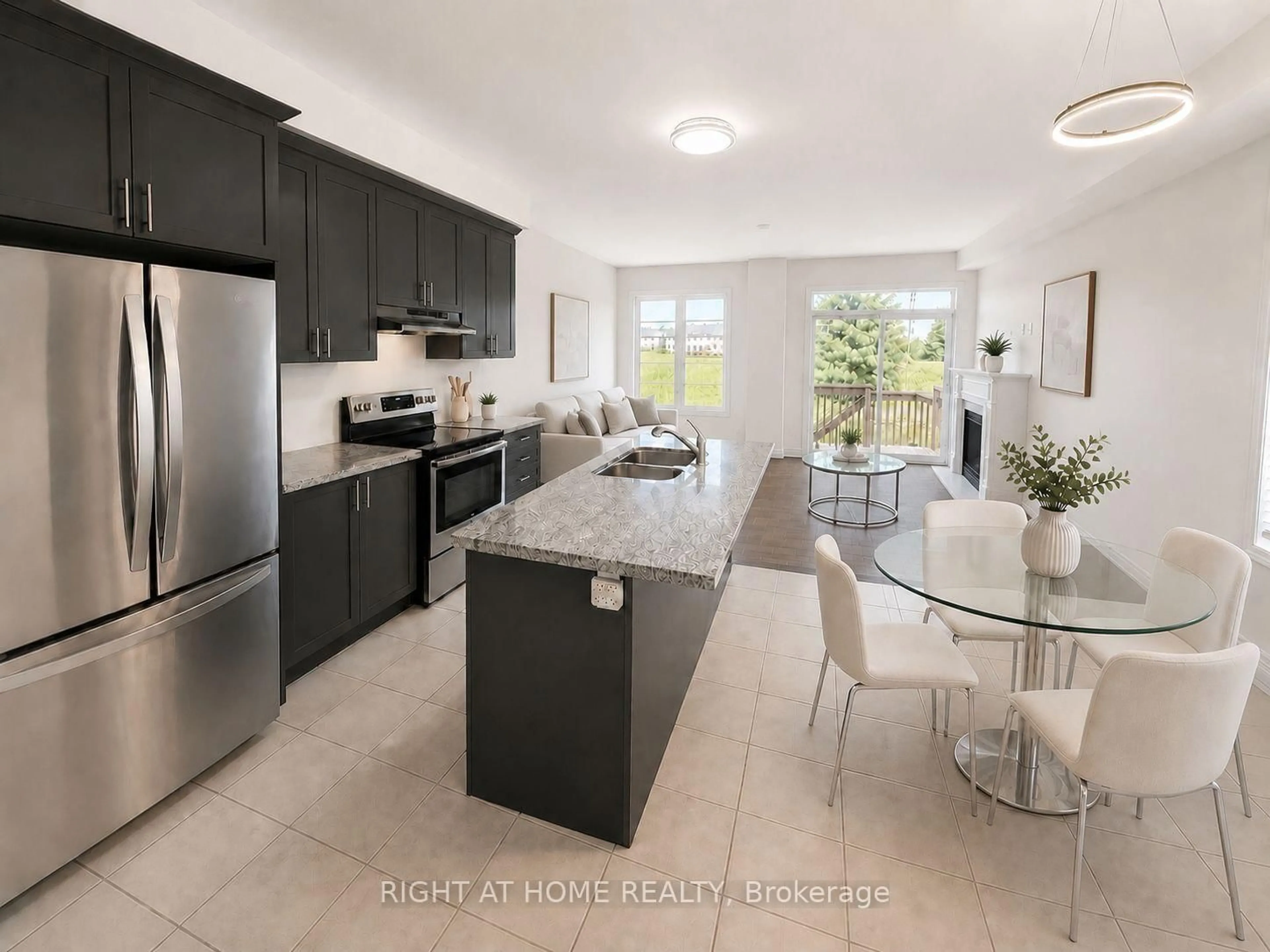 Open concept kitchen, ceramic/tile floor for 52 Heming Tr, Hamilton Ontario L9K 0J8