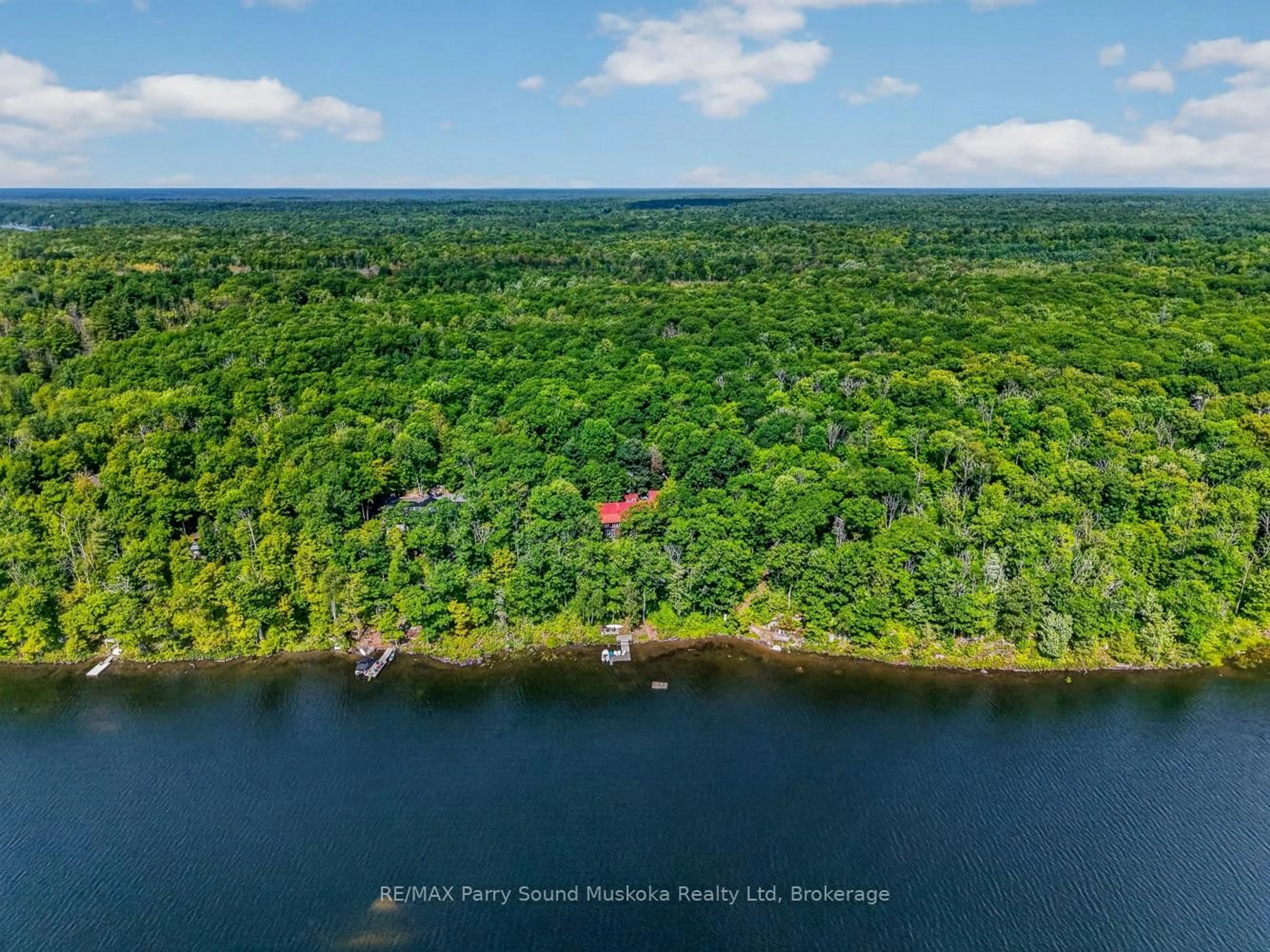 A pic from outside/outdoor area/front of a property/back of a property/a pic from drone, water/lake/river/ocean view for 53 Crown Retreats Rd, Whitestone Ontario P0A 1G0