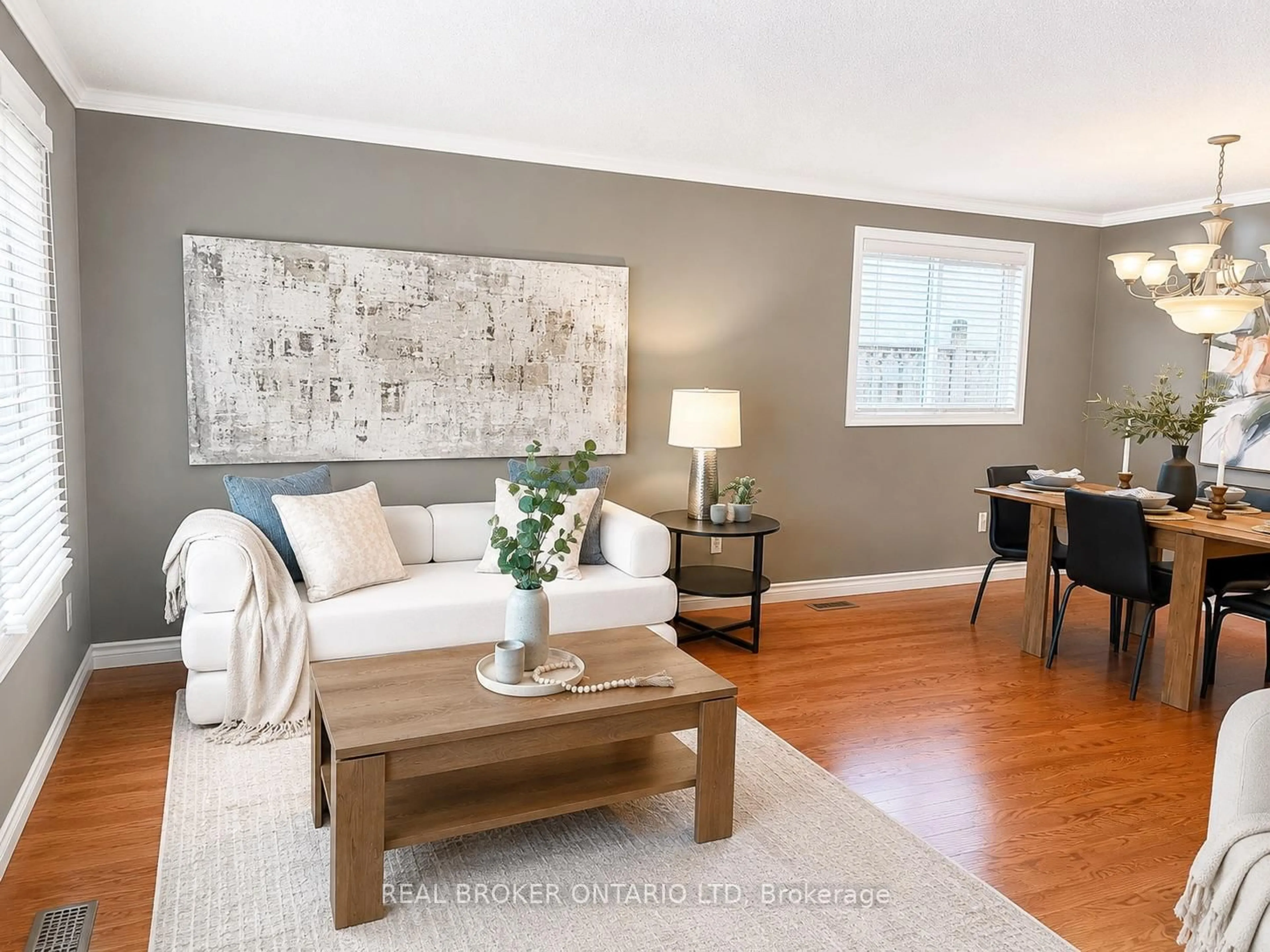 Living room with furniture, wood/laminate floor for 95 Clifton Cres, London South Ontario N6C 3V9