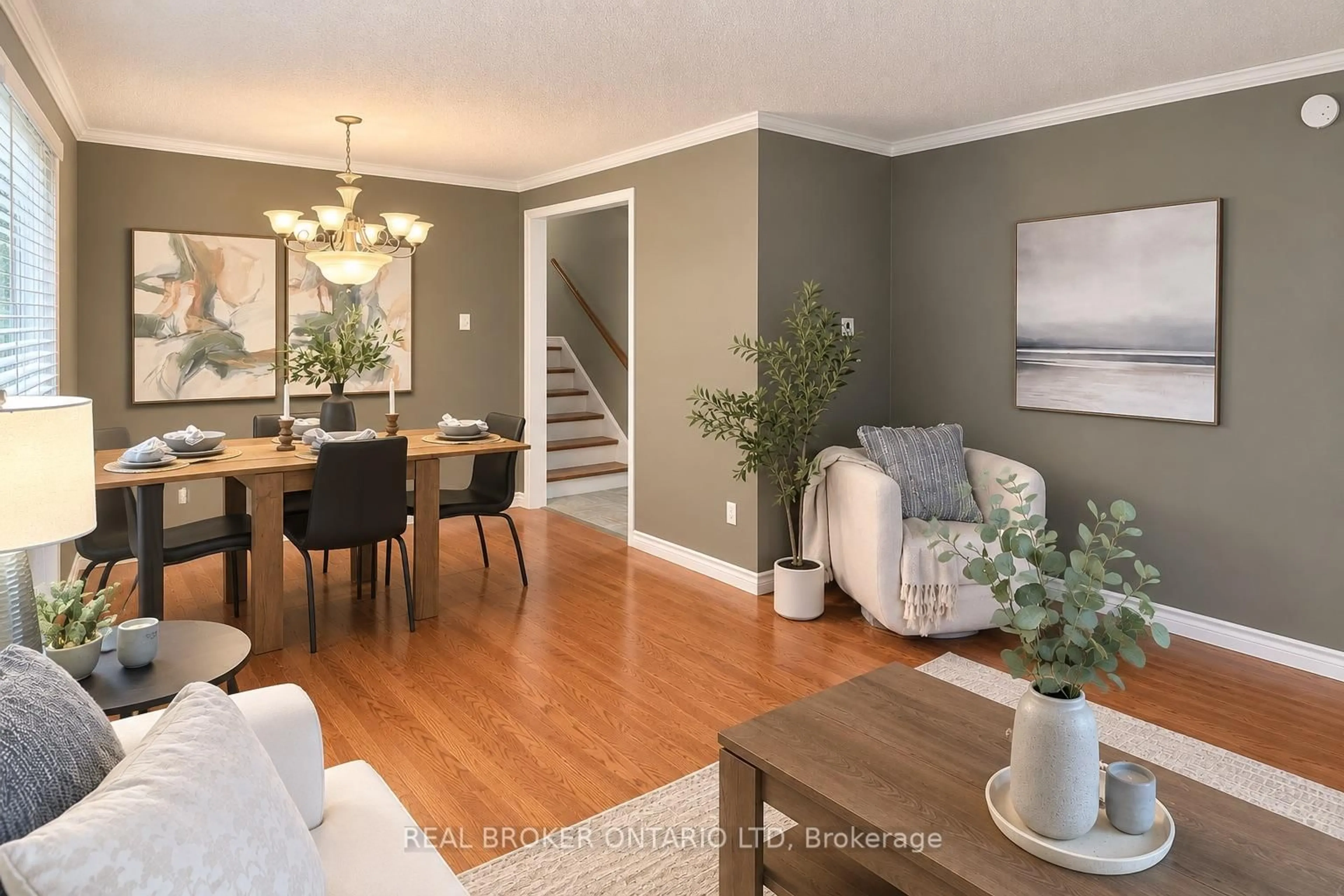 Living room with furniture, wood/laminate floor for 95 Clifton Cres, London South Ontario N6C 3V9