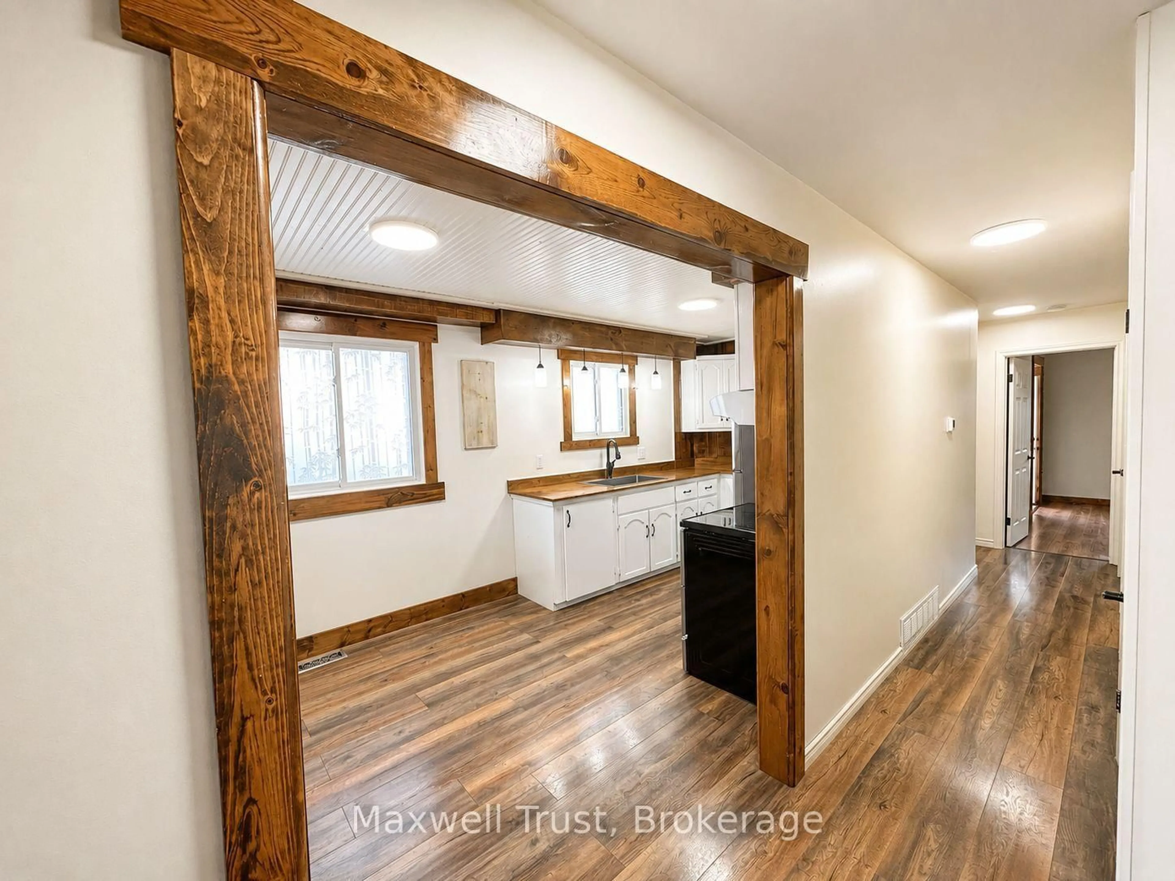 Open concept kitchen, wood/laminate floor for 246 Auden Rd, Guelph Ontario N1E 6R4
