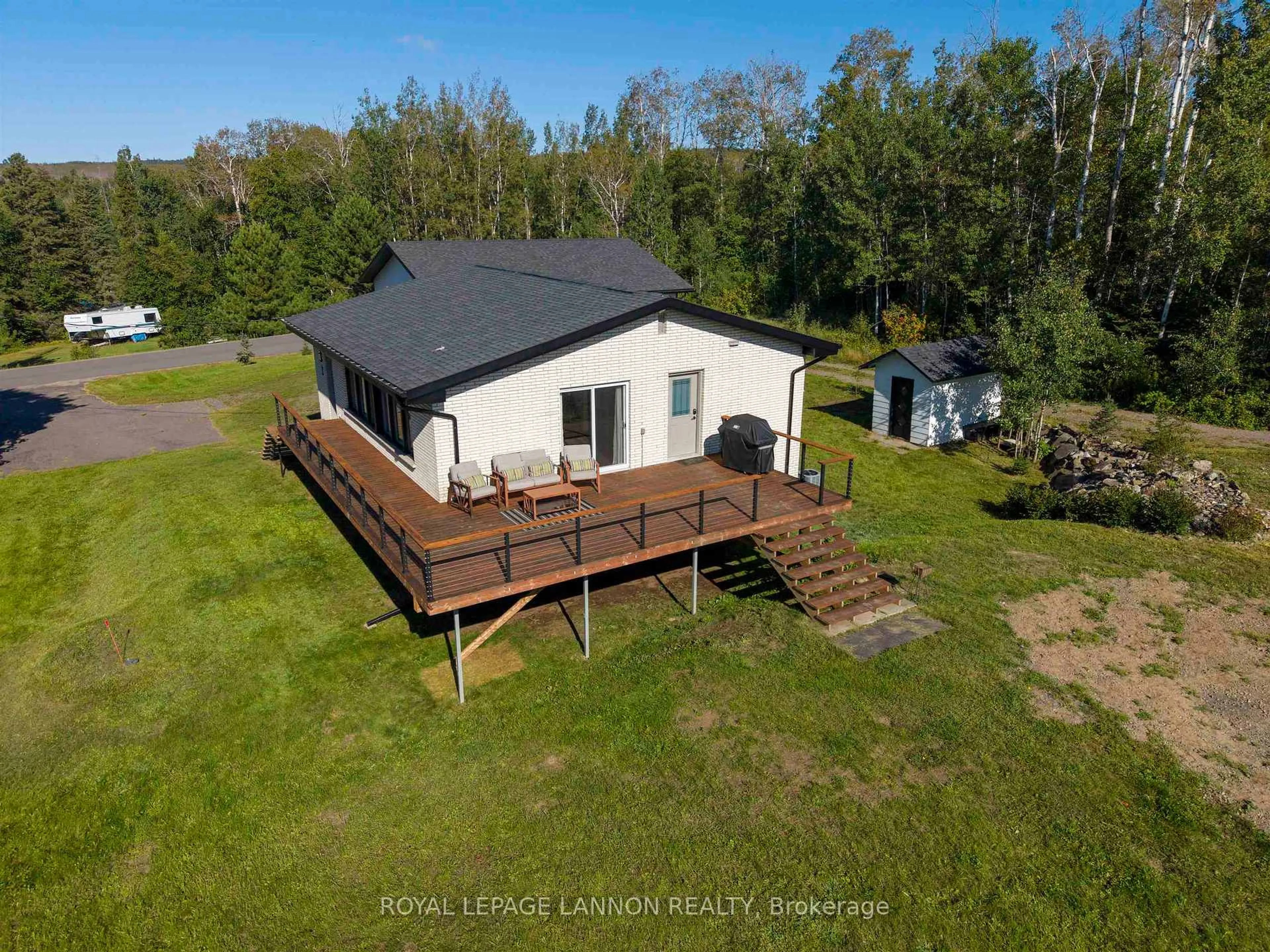 A pic from outside/outdoor area/front of a property/back of a property/a pic from drone, water/lake/river/ocean view for 1281 Haugen Rd, Shuniah Ontario P7A 0K7
