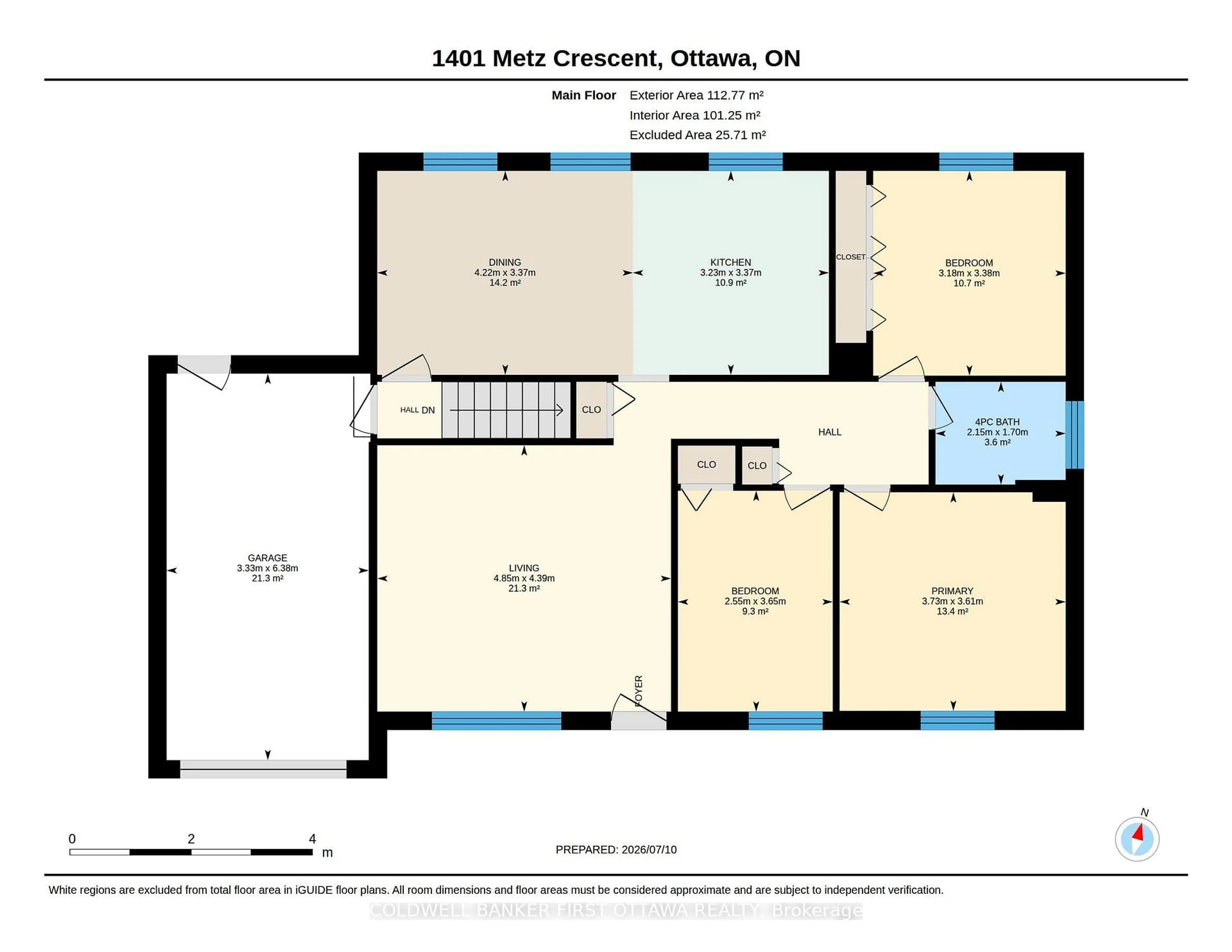 Floor plan for 1401 Metz Cres, Ottawa Ontario K1K 3Z7