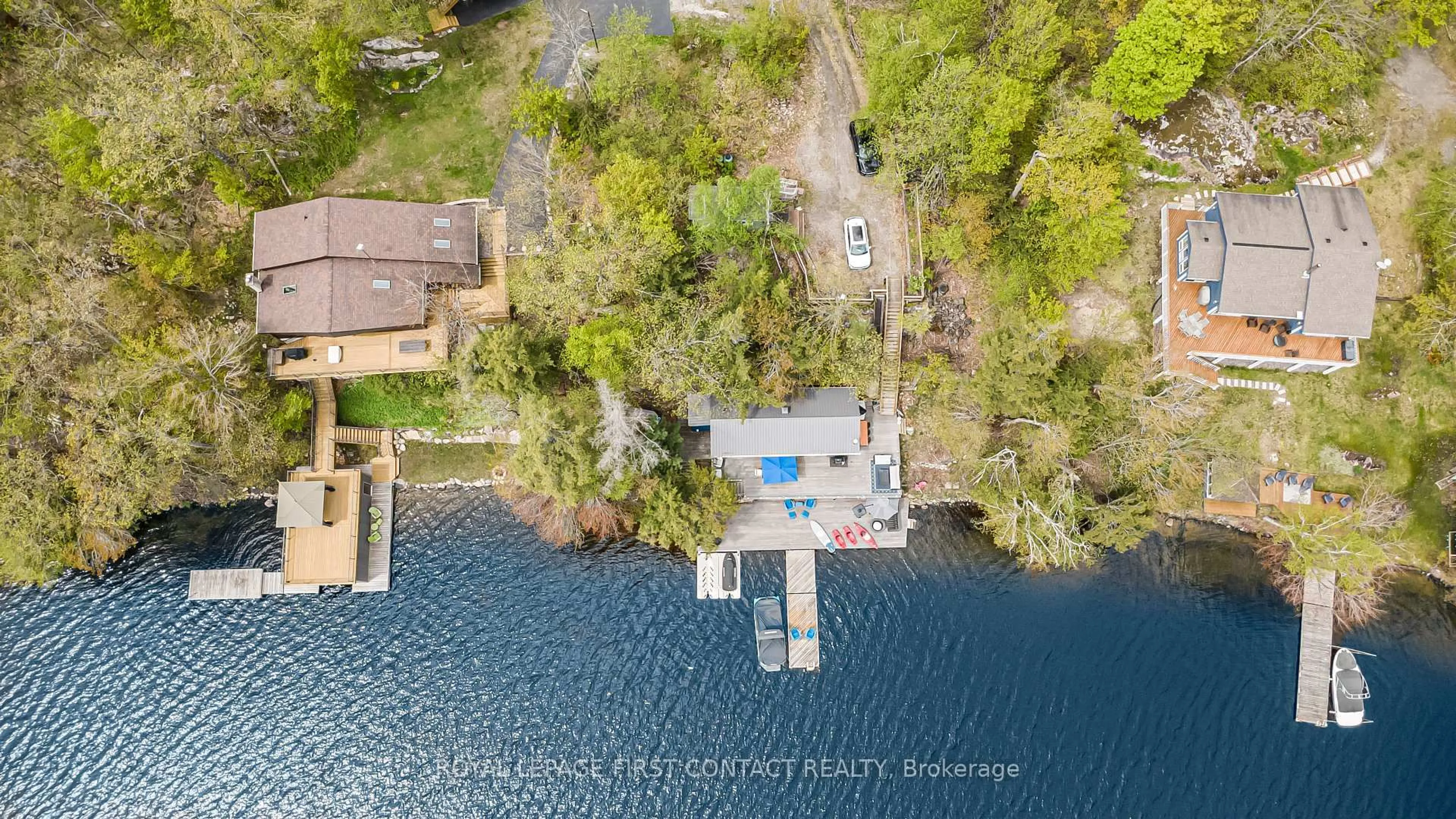A pic from outside/outdoor area/front of a property/back of a property/a pic from drone, water/lake/river/ocean view for 57 Fox Back Rd, The Archipelago Ontario P0C 1H0