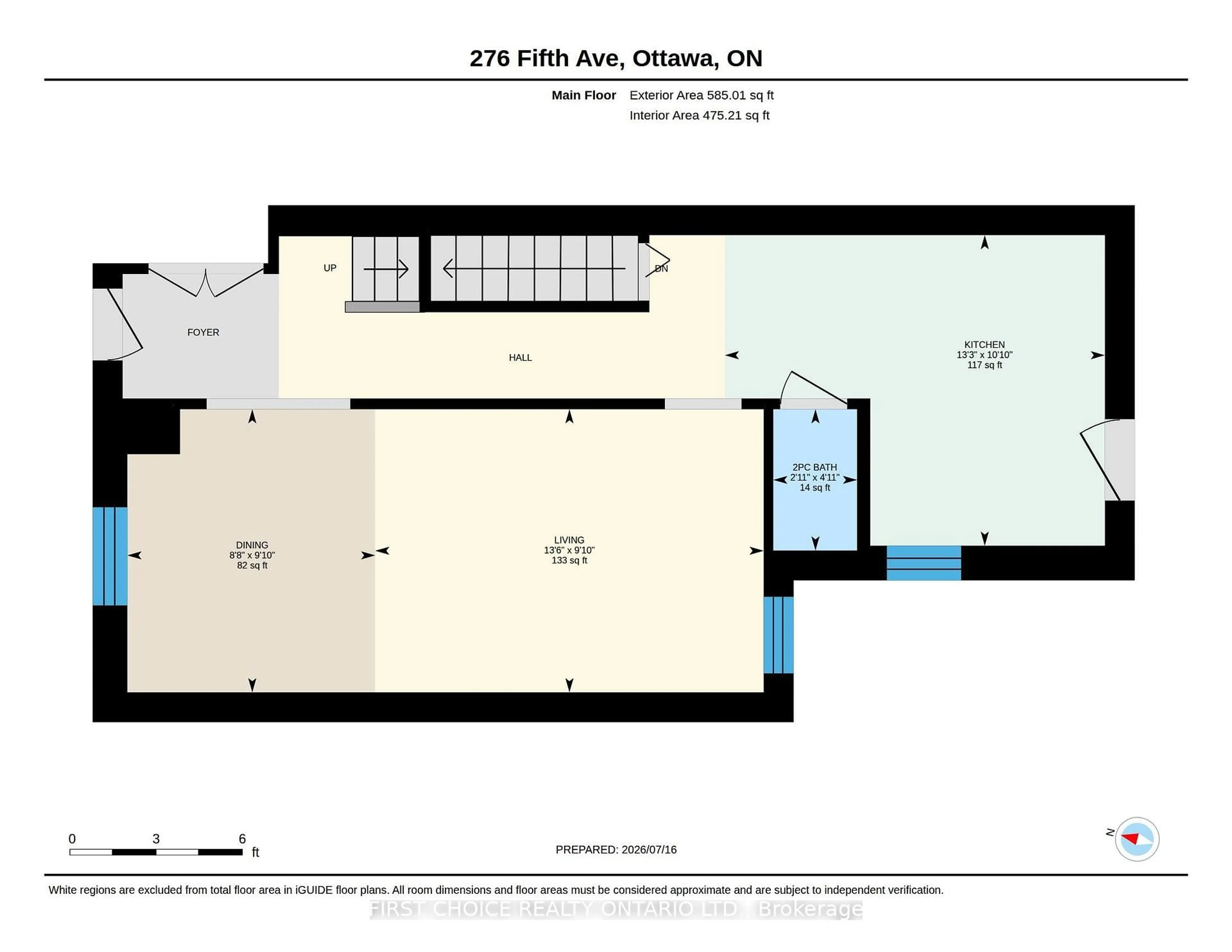 Floor plan for 276 Fifth Ave, Ottawa Ontario K1S 2N5