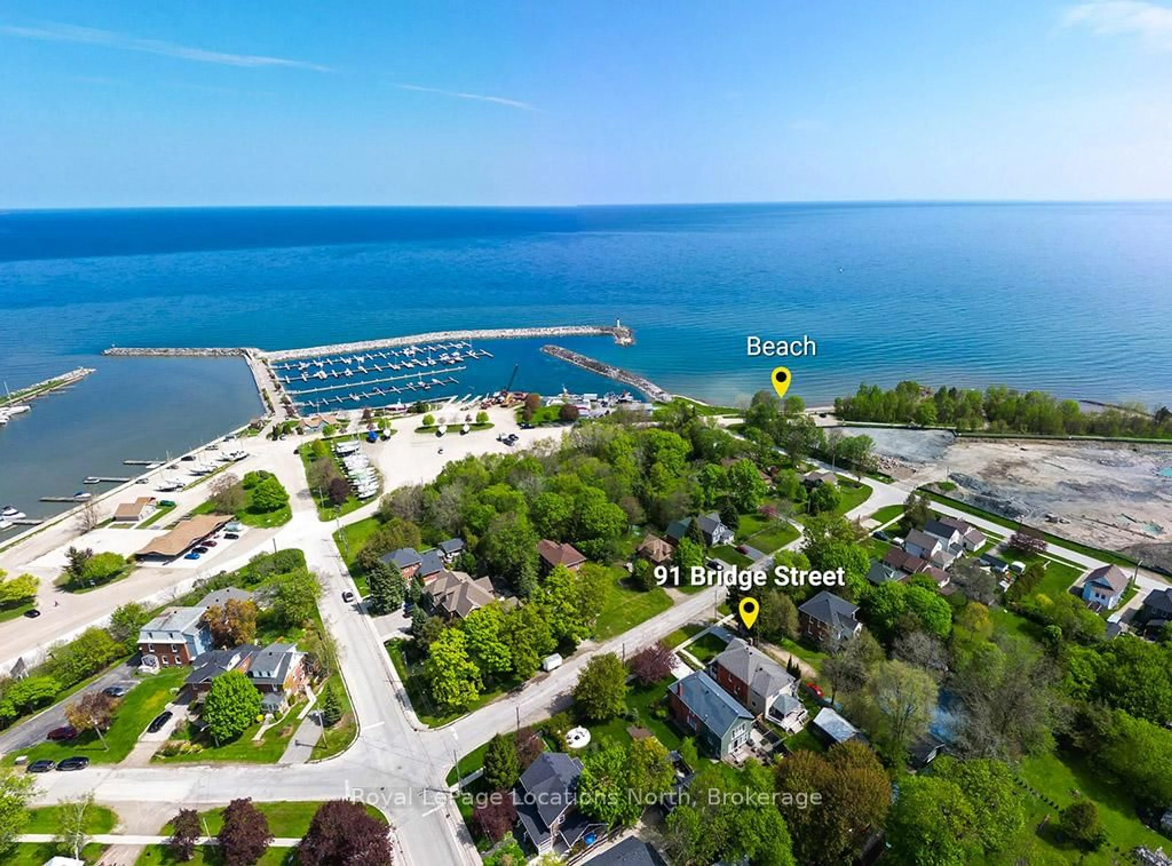 A pic from outside/outdoor area/front of a property/back of a property/a pic from drone, water/lake/river/ocean view for 91 BRIDGE St, Meaford Ontario N4L 1B8