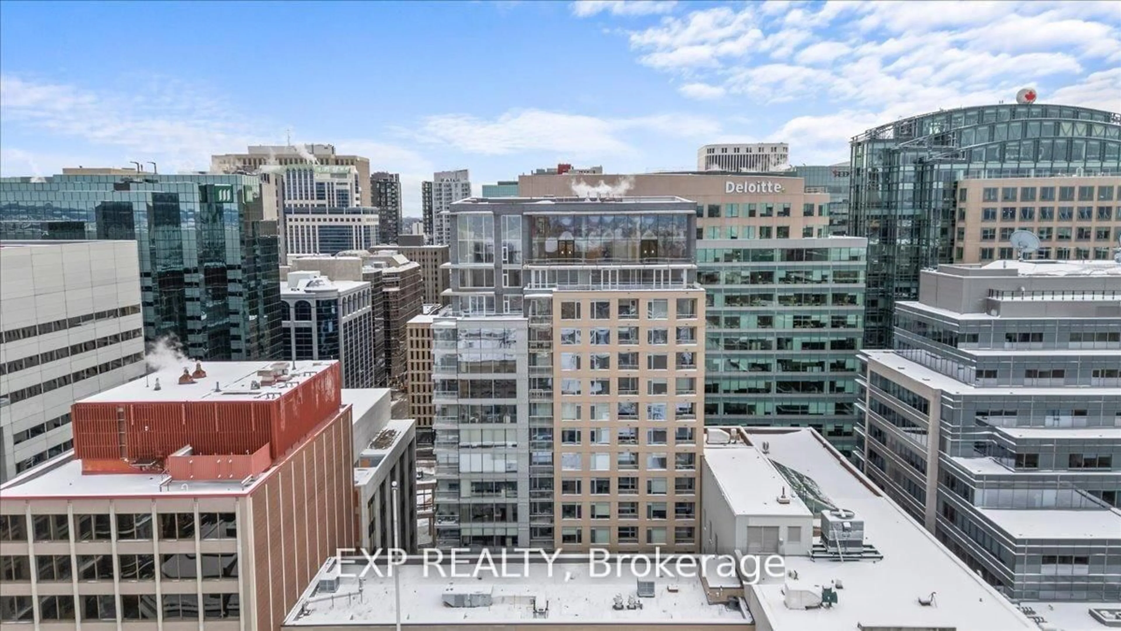 A pic from outside/outdoor area/front of a property/back of a property/a pic from drone, city buildings view from balcony for 101 Queen St #910, Ottawa Ontario K1P 0B7