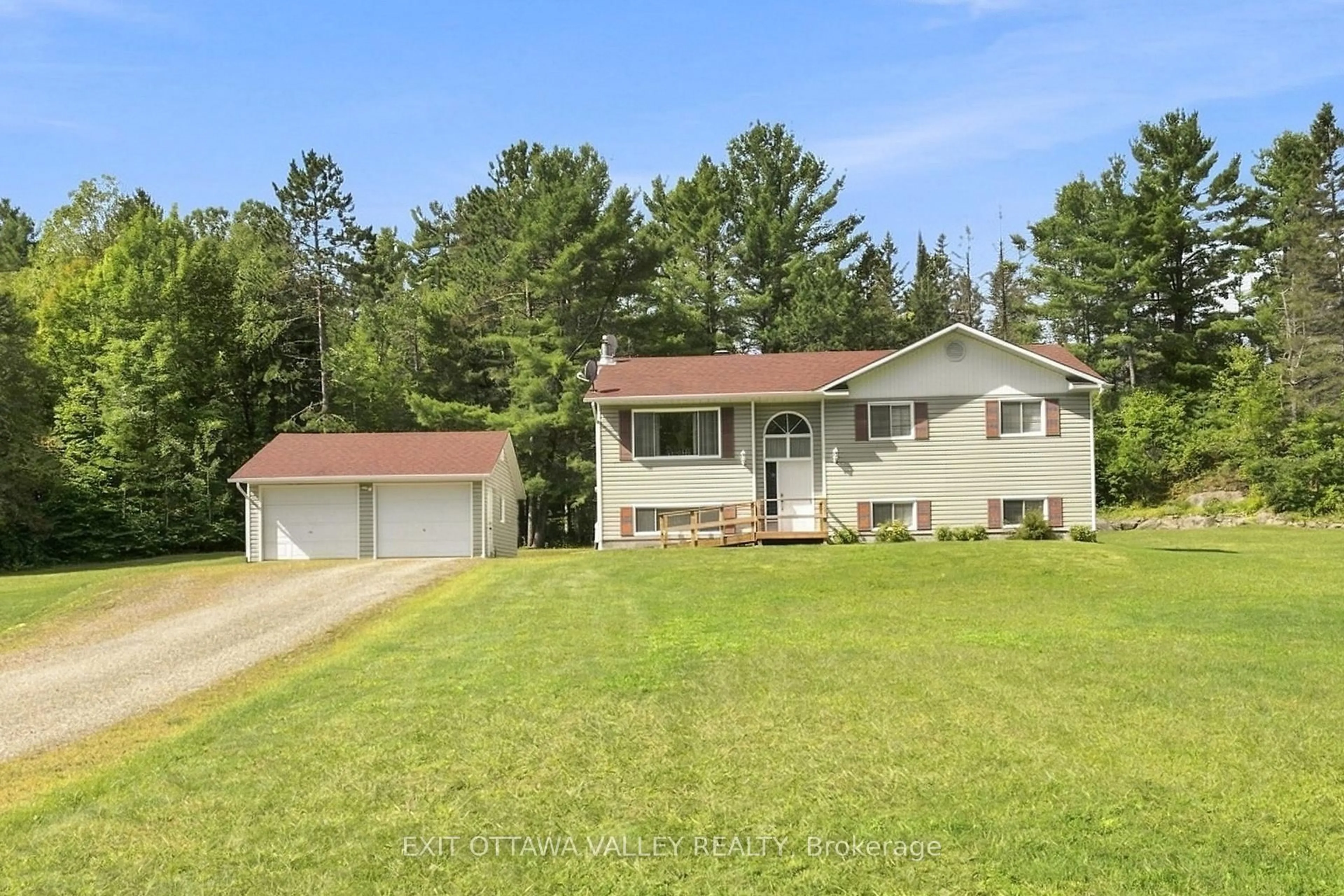 Home with vinyl exterior material, street for 64 Mackey Creek Rd, Mackey Ontario K0J 2B0