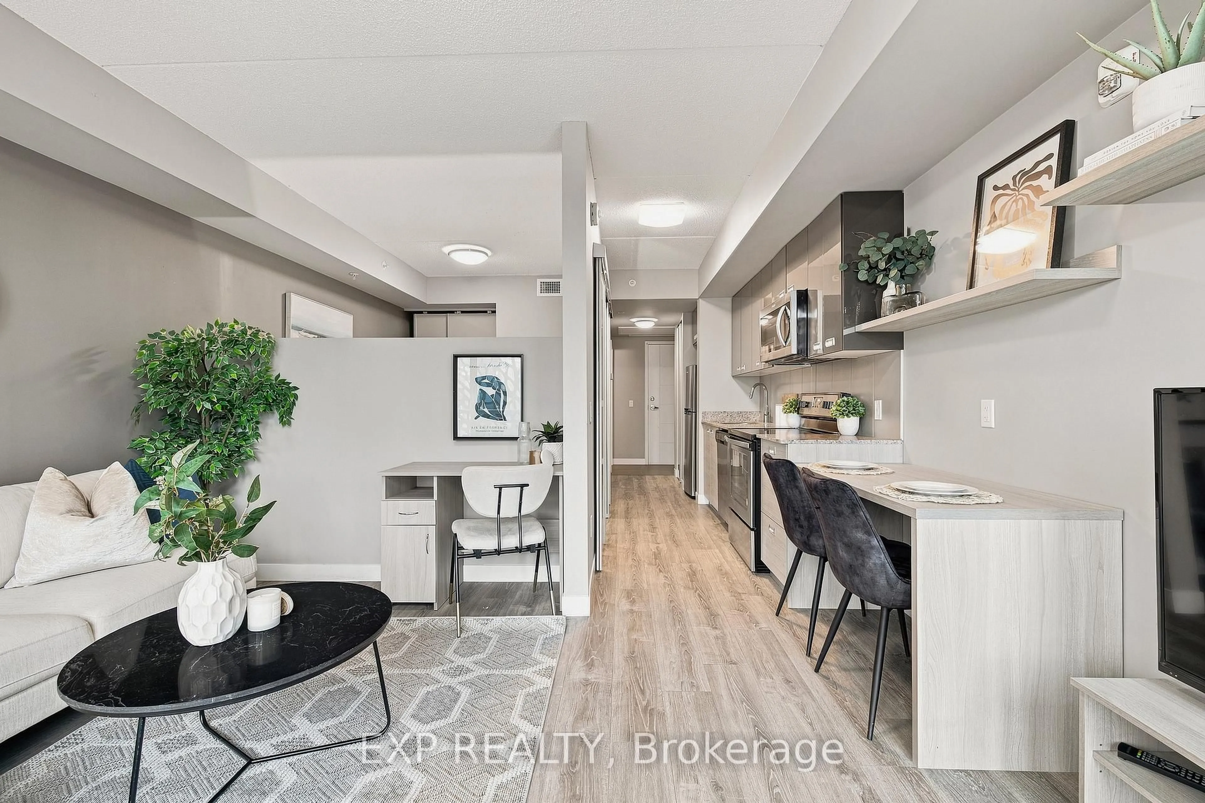 Open concept kitchen, ceramic/tile floor for 250 Albert St #615, Waterloo Ontario N2L 3W5