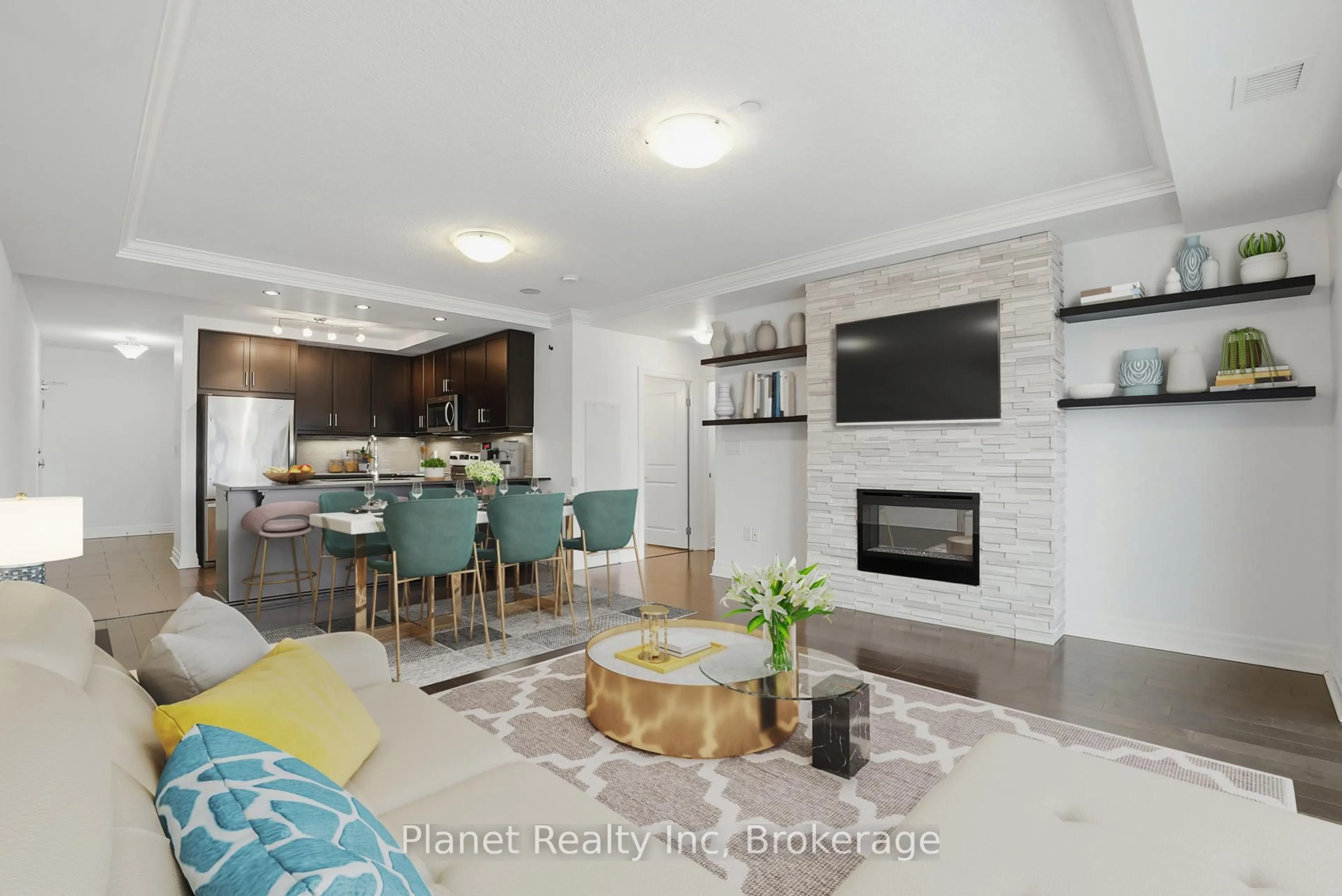 Open concept kitchen, ceramic/tile floor for 150 Wellington St #501, Guelph Ontario N1H 0B5