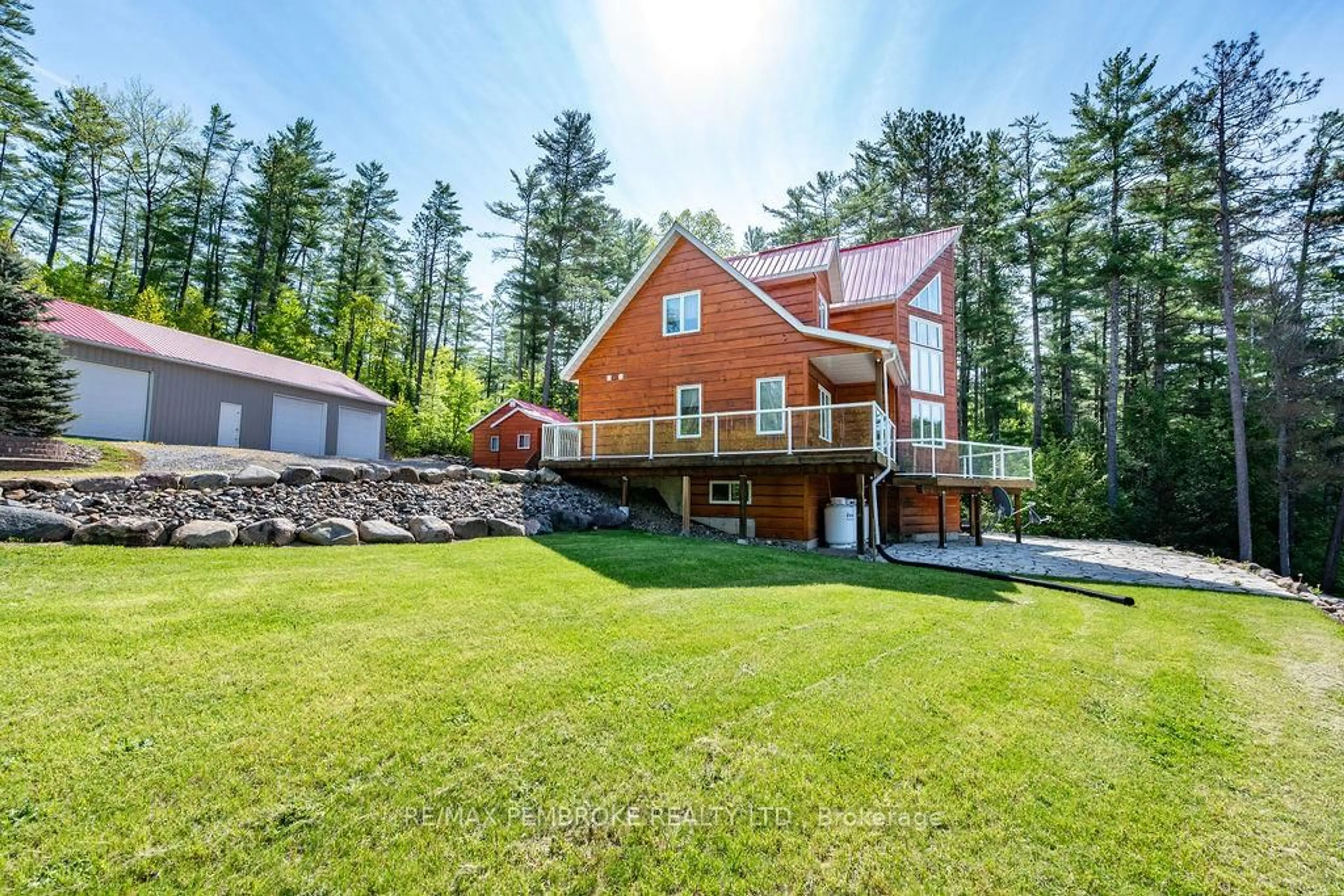 A pic from outside/outdoor area/front of a property/back of a property/a pic from drone, mountain view for 208 Red Fox Tr, Stonecliffe Ontario K0J 2K0