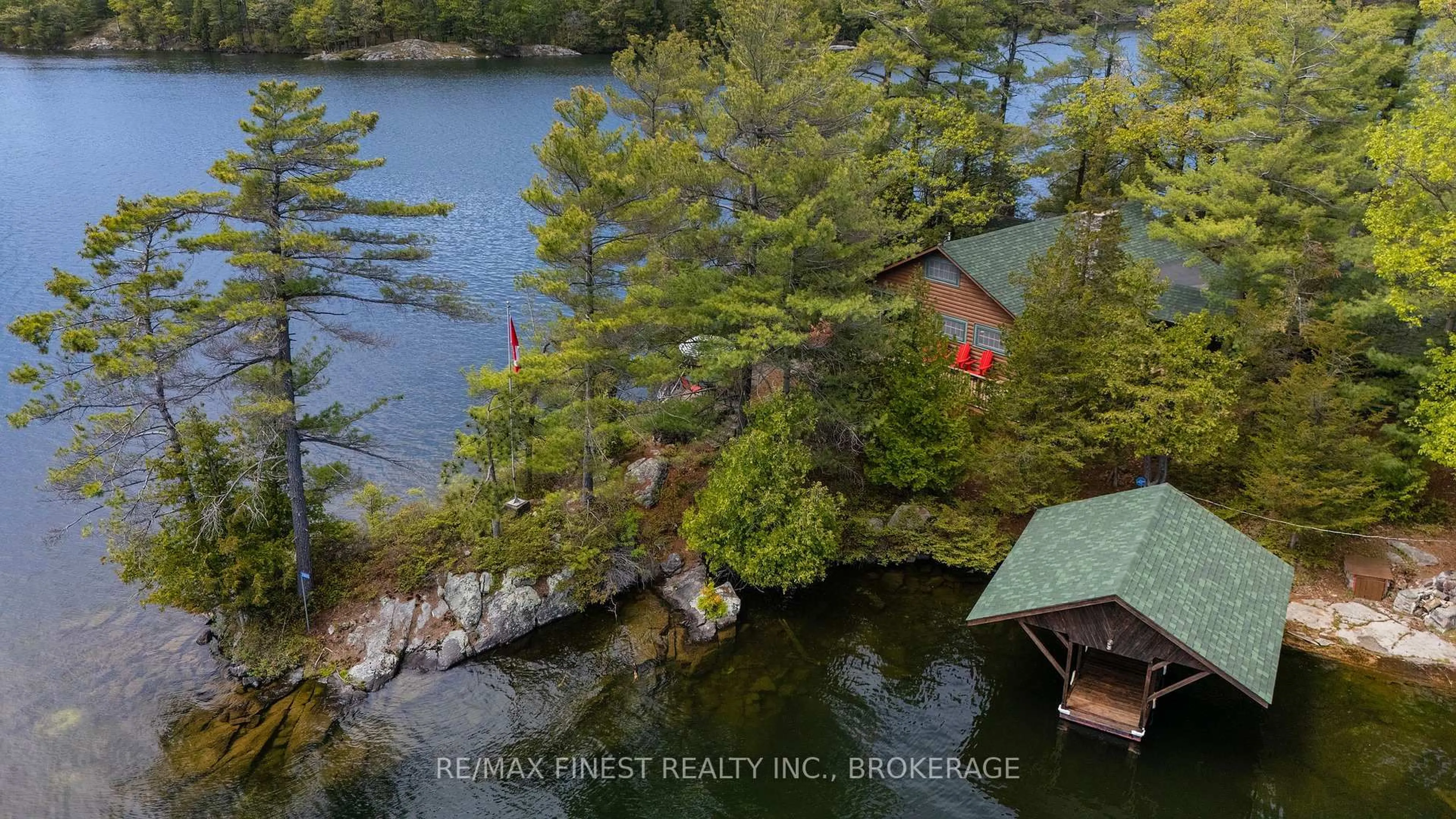A pic from outside/outdoor area/front of a property/back of a property/a pic from drone, water/lake/river/ocean view for 20800 Horseshoe Island, Battersea Ontario K0H 1H0