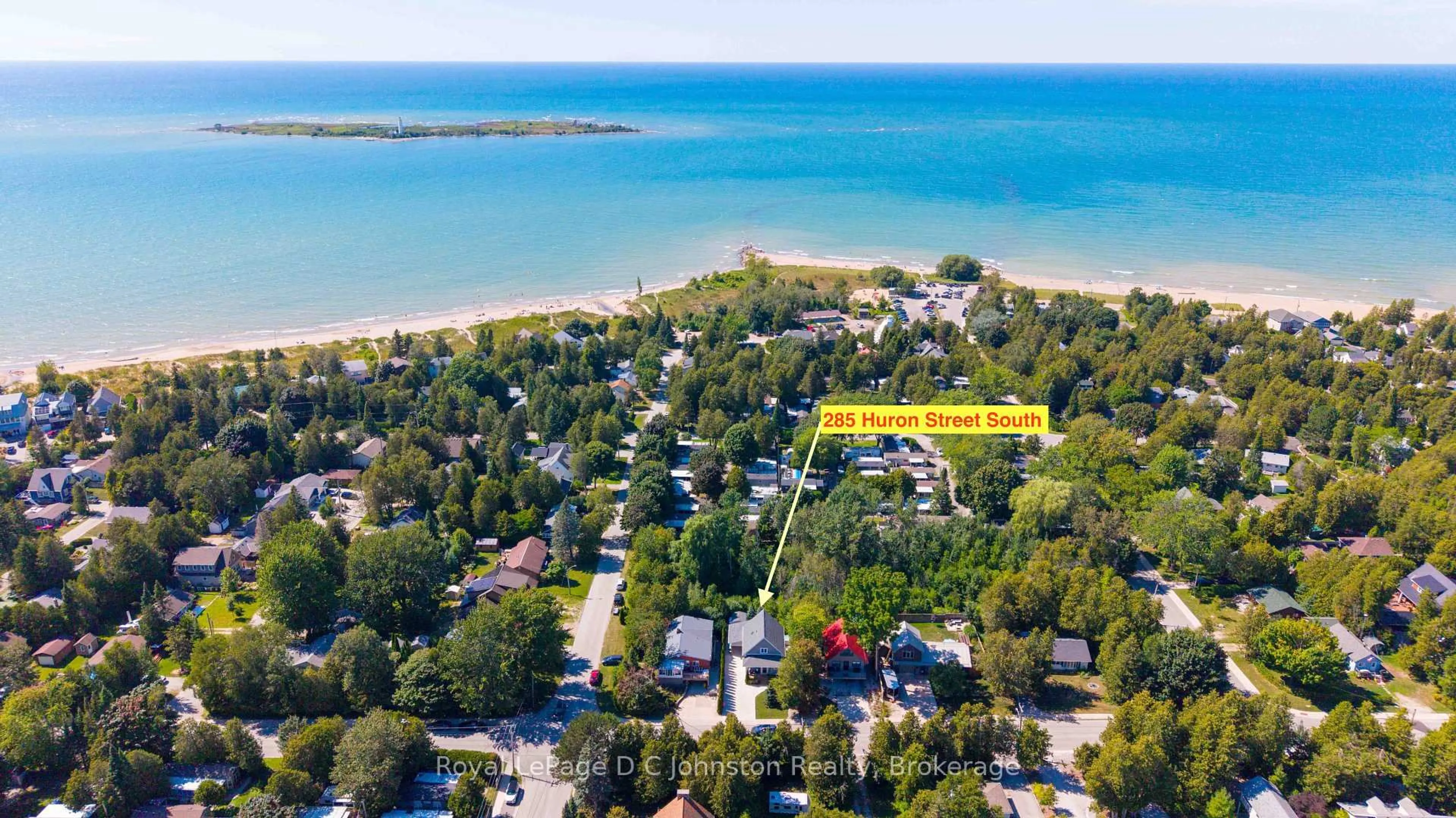 A pic from outside/outdoor area/front of a property/back of a property/a pic from drone, water/lake/river/ocean view for 285 Huron St, Saugeen Shores Ontario N0H 2L0