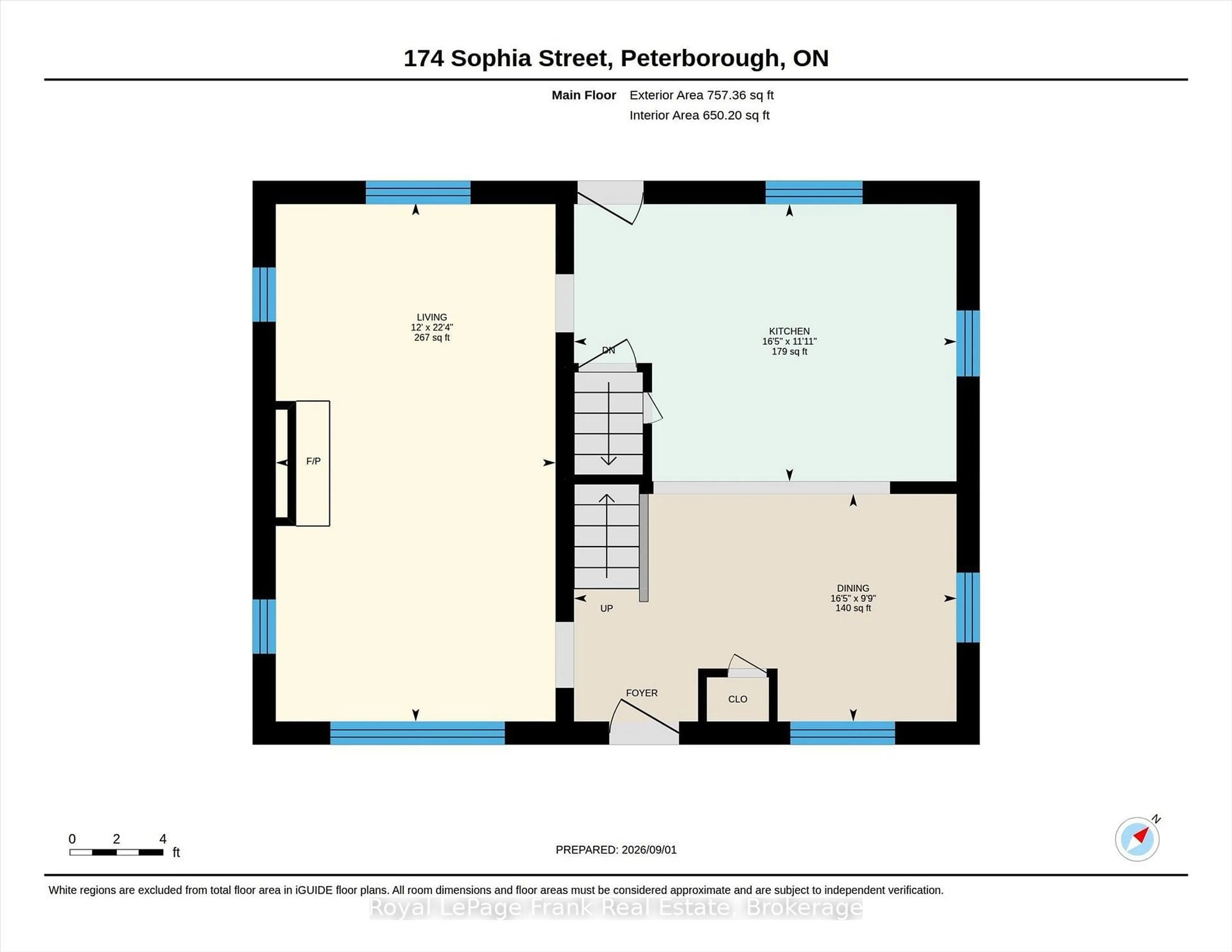 Floor plan for 174 Sophia St, Peterborough Ontario K9H 1E5