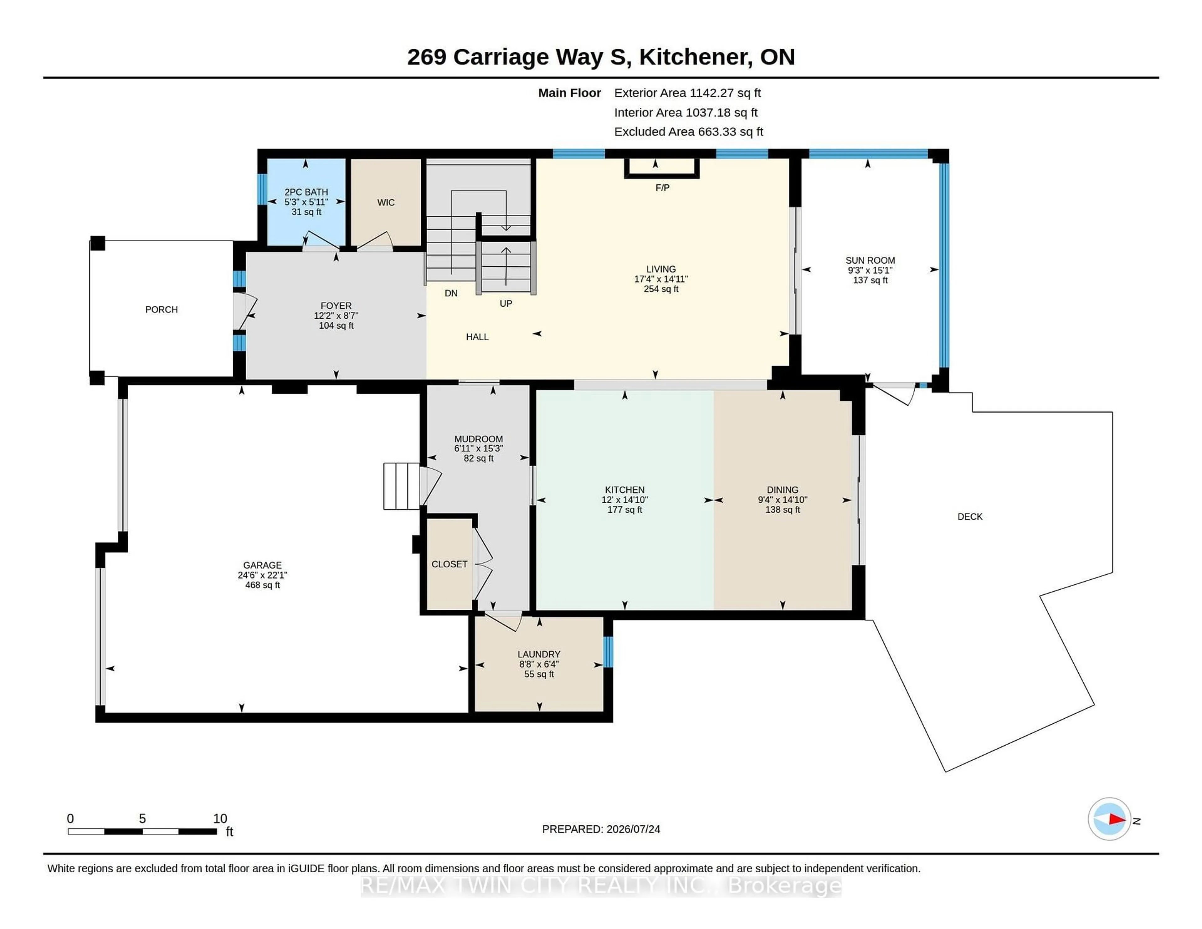 Floor plan for 269 Carriage Way, Waterloo Ontario N2K 1S7