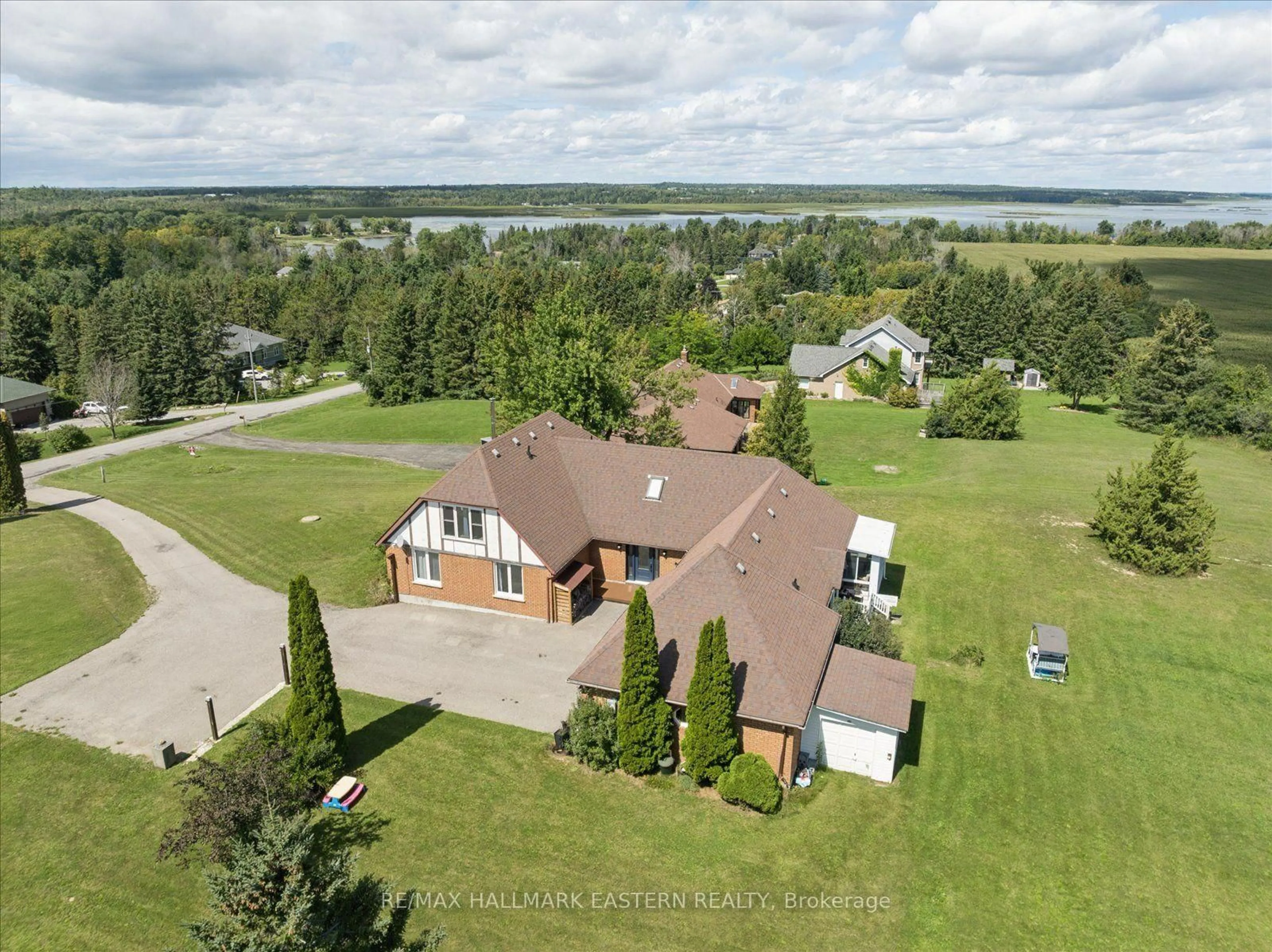 A pic from outside/outdoor area/front of a property/back of a property/a pic from drone, water/lake/river/ocean view for 49 Grandview Dr, Kawartha Lakes Ontario K0L 2W0