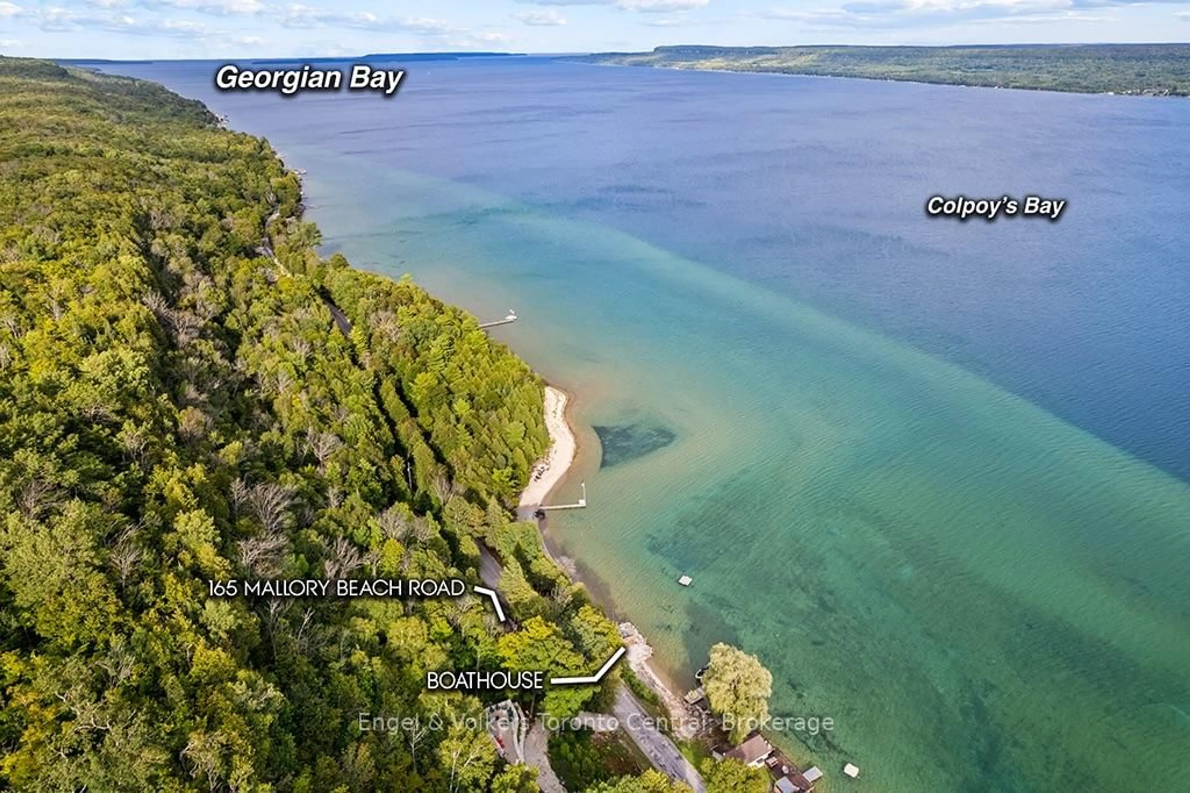 A pic from outside/outdoor area/front of a property/back of a property/a pic from drone, water/lake/river/ocean view for 165 Mallory Beach Rd, South Bruce Peninsula Ontario N0H 2T0