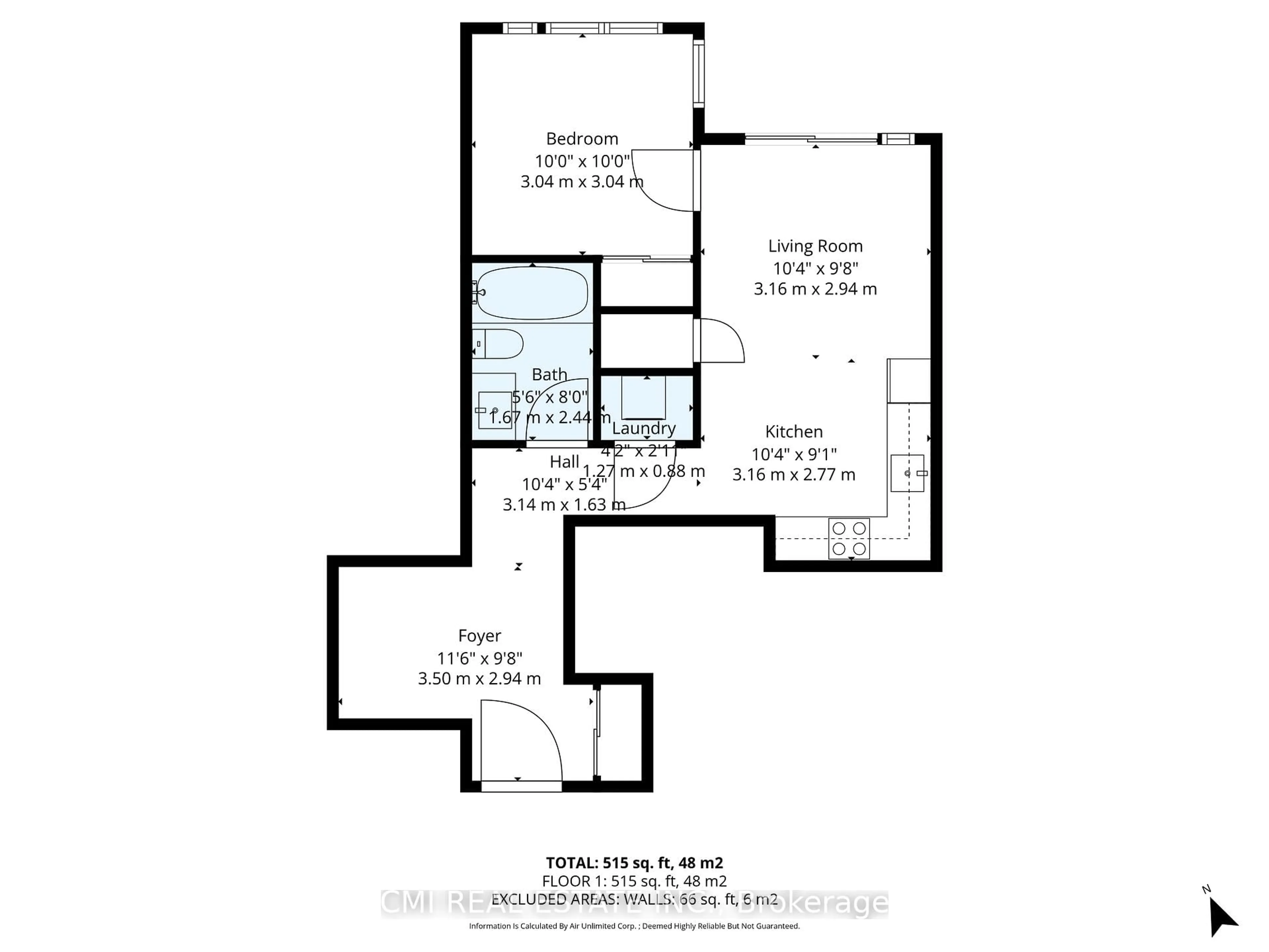 Floor plan for 5 Wellington St #411, Kitchener Ontario N2G 0E3