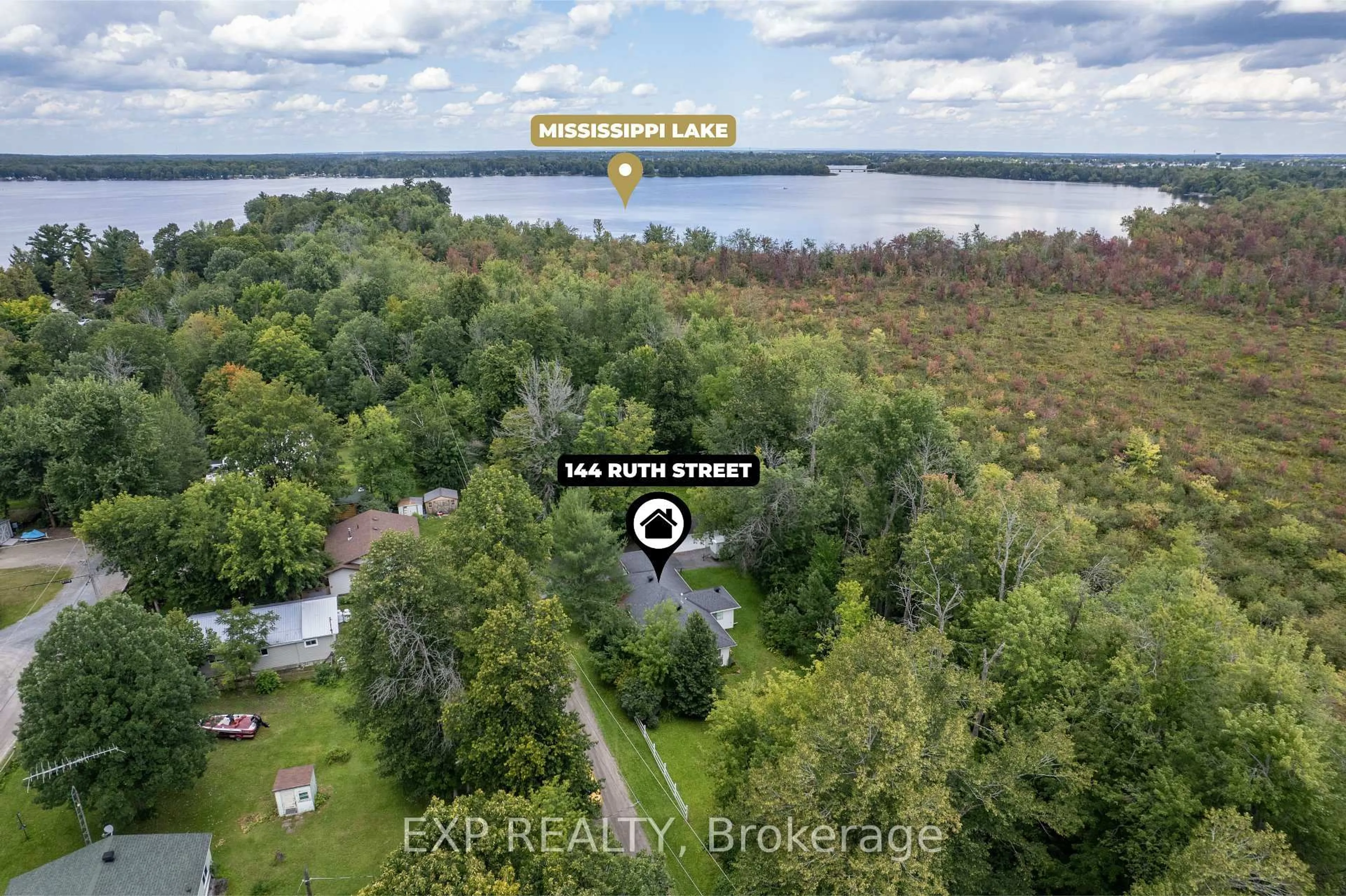 A pic from outside/outdoor area/front of a property/back of a property/a pic from drone, water/lake/river/ocean view for 144 Ruth St, Carleton Place Ontario K7C 0C4