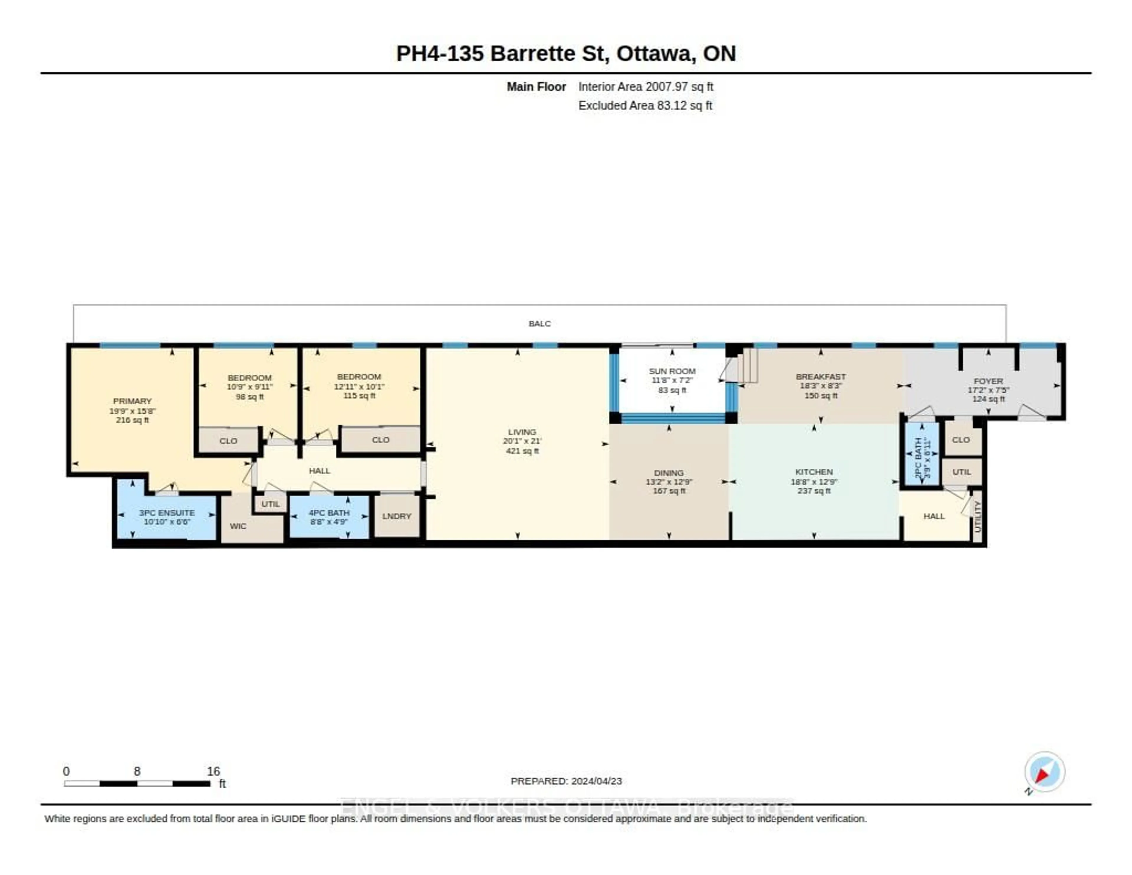Floor plan for 135 Barrette St #PH4, Ottawa Ontario K1L 7Z9
