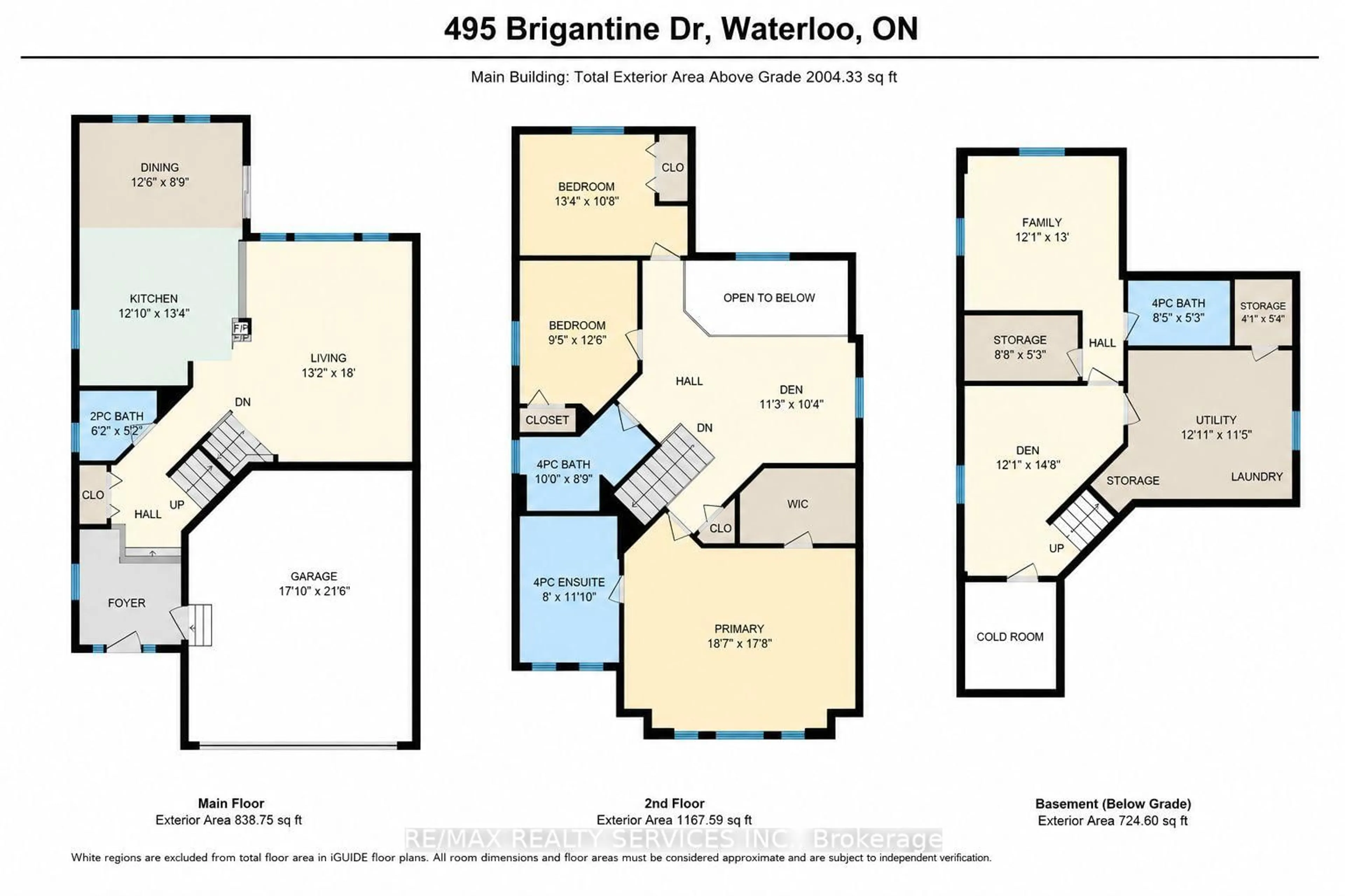Floor plan for 495 Brigantine Dr, Waterloo Ontario N2K 4B7