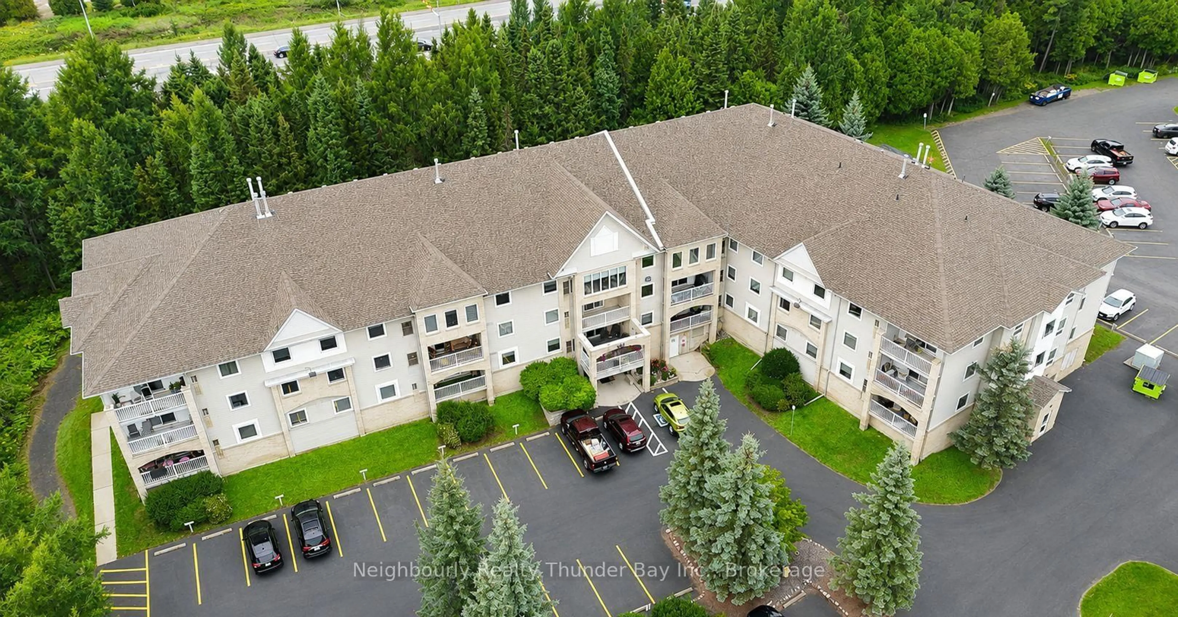 A pic from outside/outdoor area/front of a property/back of a property/a pic from drone, unknown for 149 Fanshaw St #109, Thunder Bay Ontario P7C 5Z9