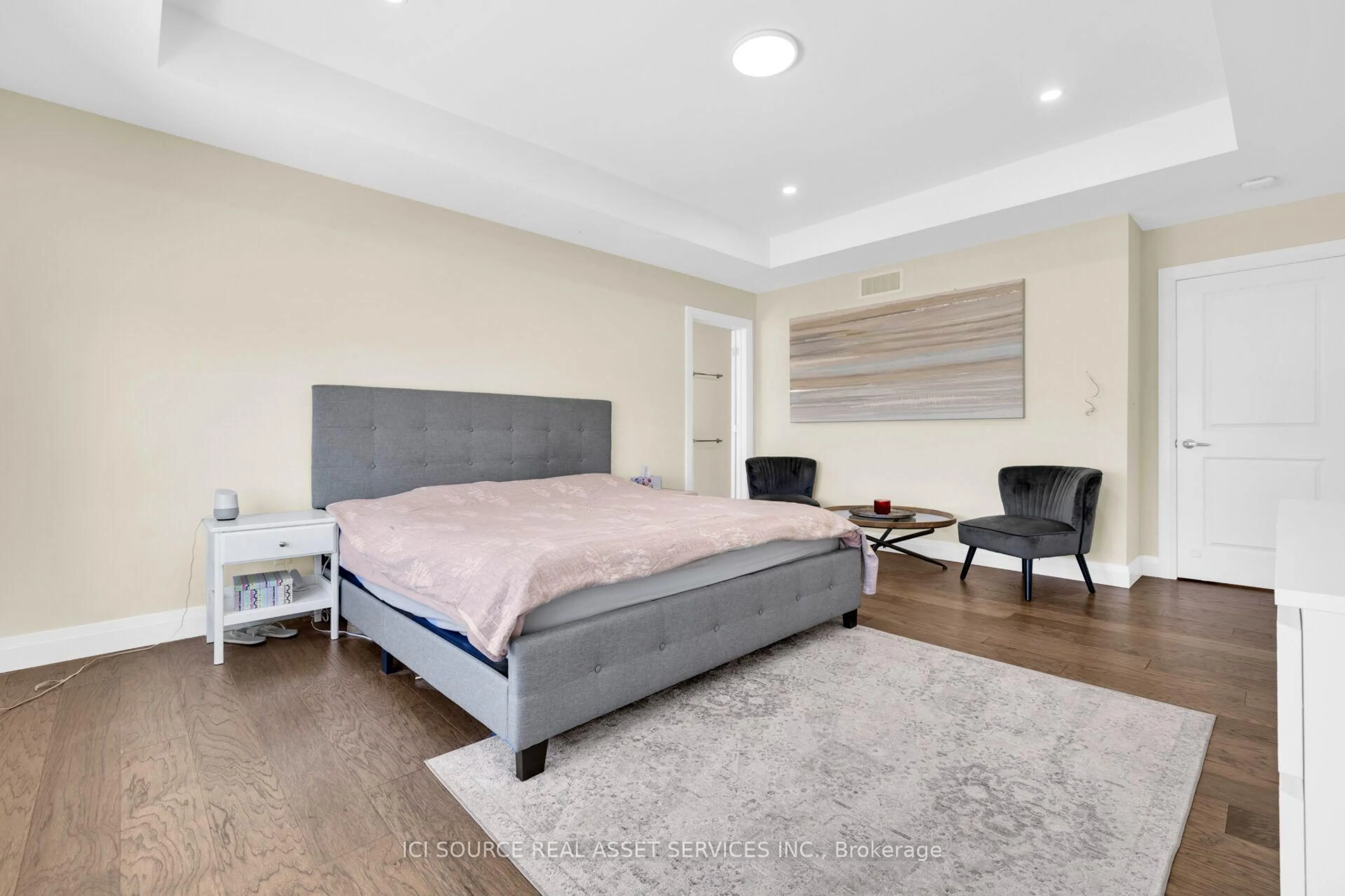 Bedroom with bed, wood/laminate floor for 155 Whelan Dr, Amherstburg Ontario N9V 0G7