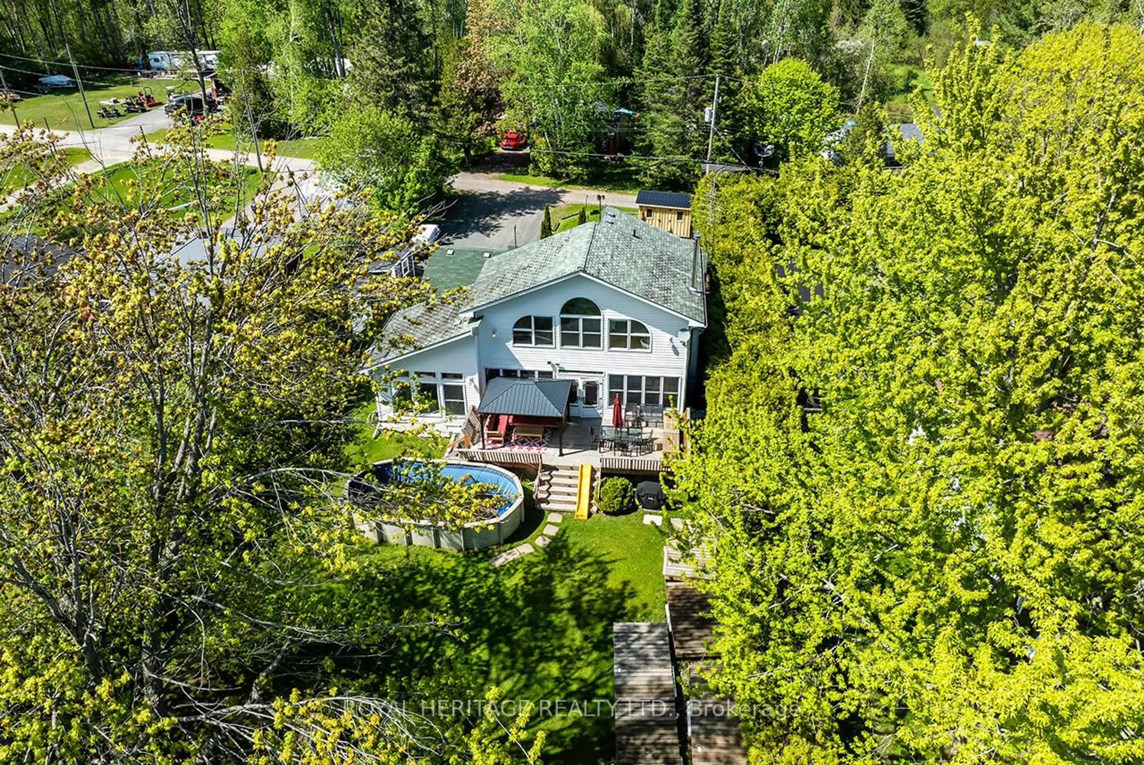 A pic from outside/outdoor area/front of a property/back of a property/a pic from drone, water/lake/river/ocean view for 1551 Reynolds Rd, Trent Hills Ontario K0L 1L0