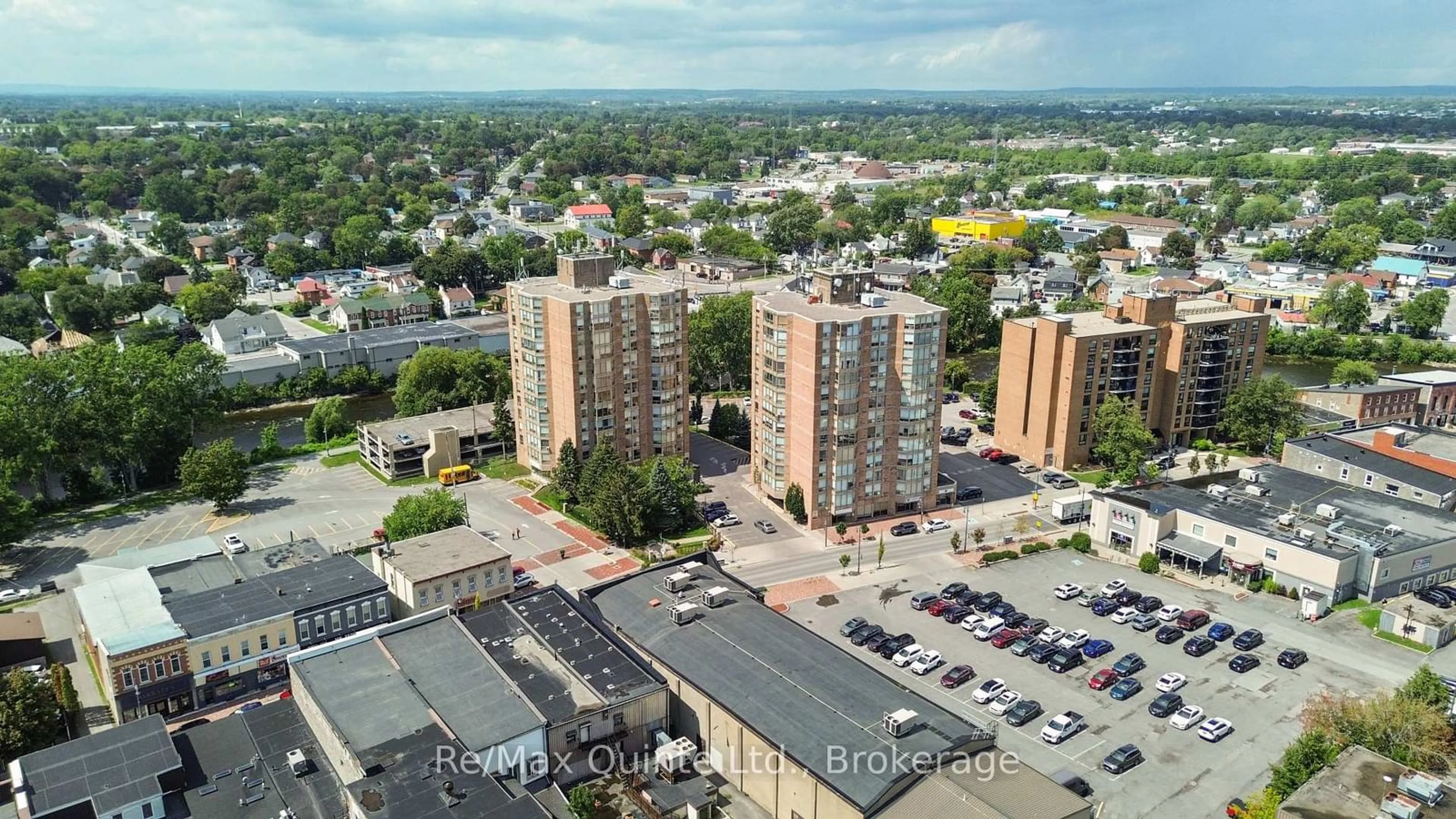 A pic from outside/outdoor area/front of a property/back of a property/a pic from drone, city buildings view from balcony for 350 FRONT St #803, Belleville Ontario K8N 5M5