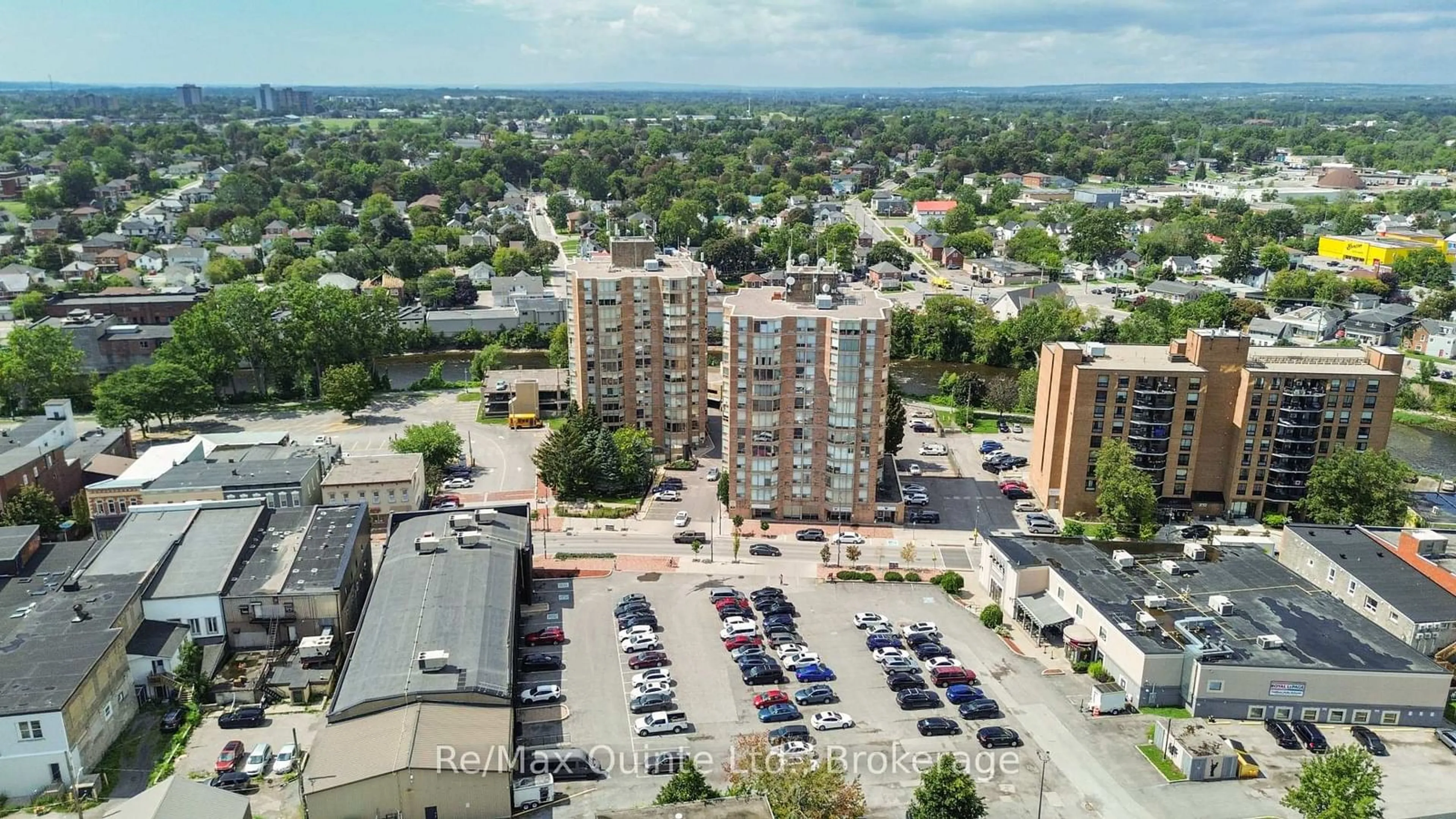 A pic from outside/outdoor area/front of a property/back of a property/a pic from drone, city buildings view from balcony for 350 FRONT St #803, Belleville Ontario K8N 5M5