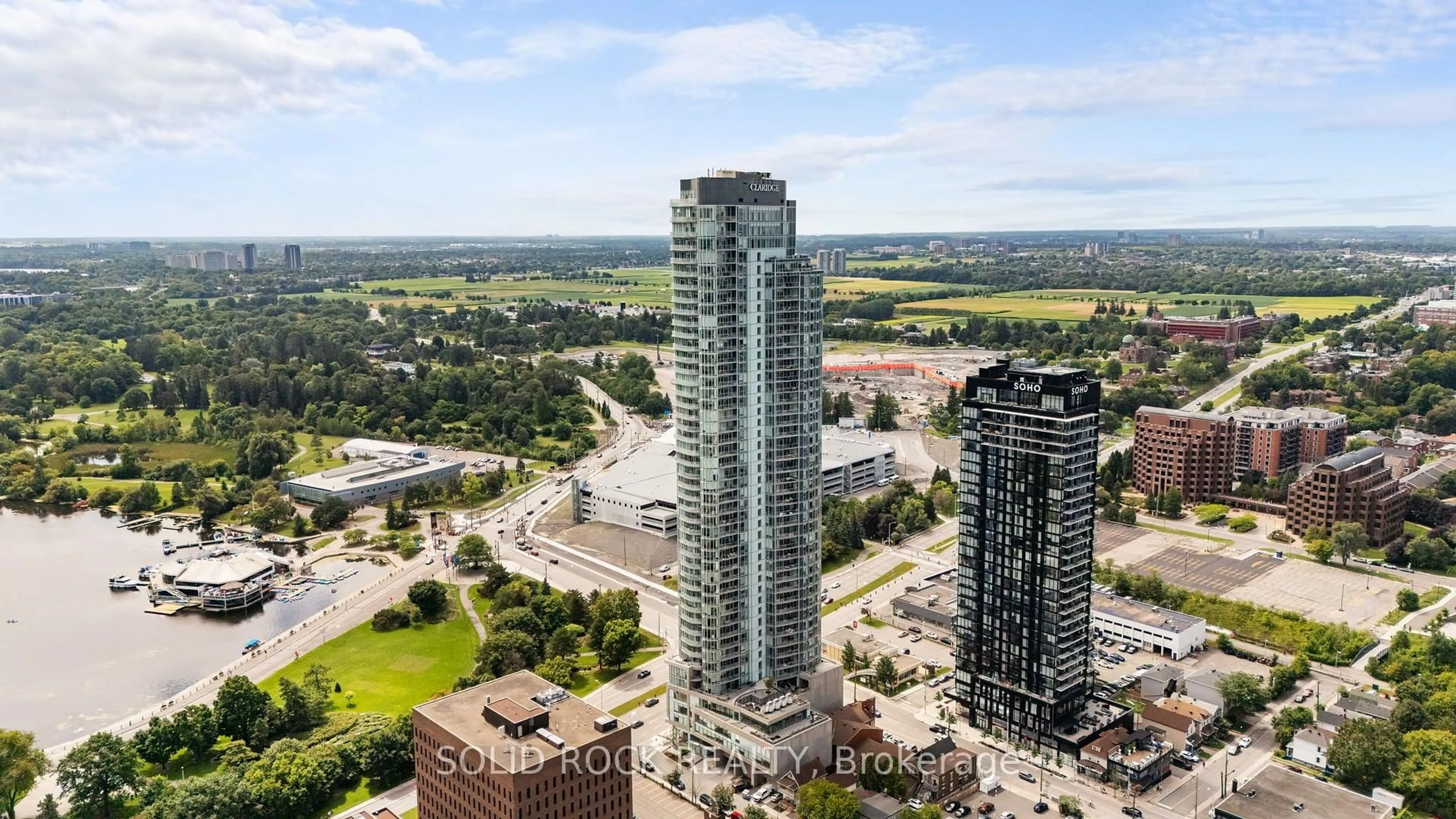 A pic from outside/outdoor area/front of a property/back of a property/a pic from drone, city buildings view from balcony for 805 Carling Ave #2308, Ottawa Ontario K1S 5W9