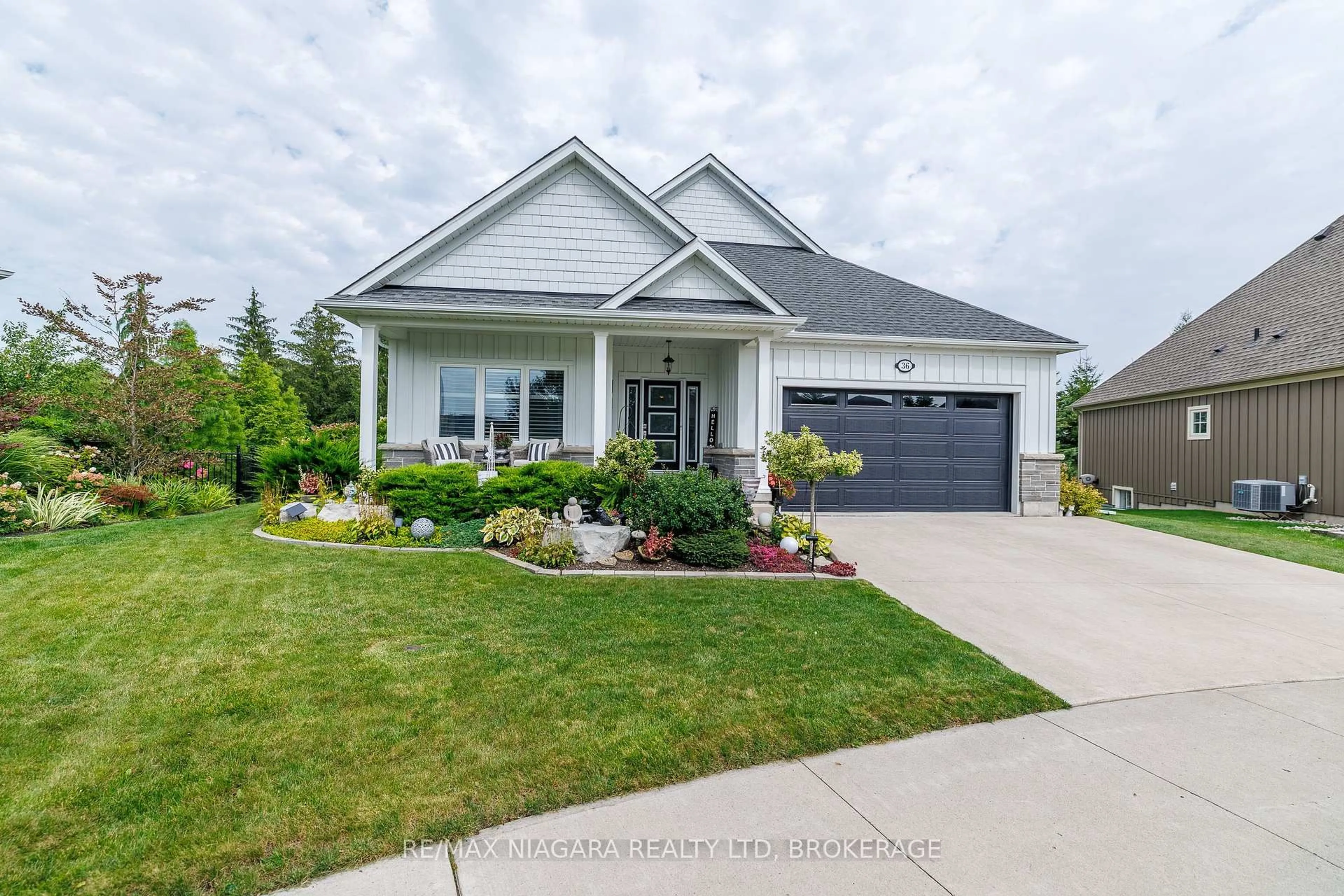 Home with vinyl exterior material, street for 36 Derbyshire Dr, Fort Erie Ontario L0S 1N0