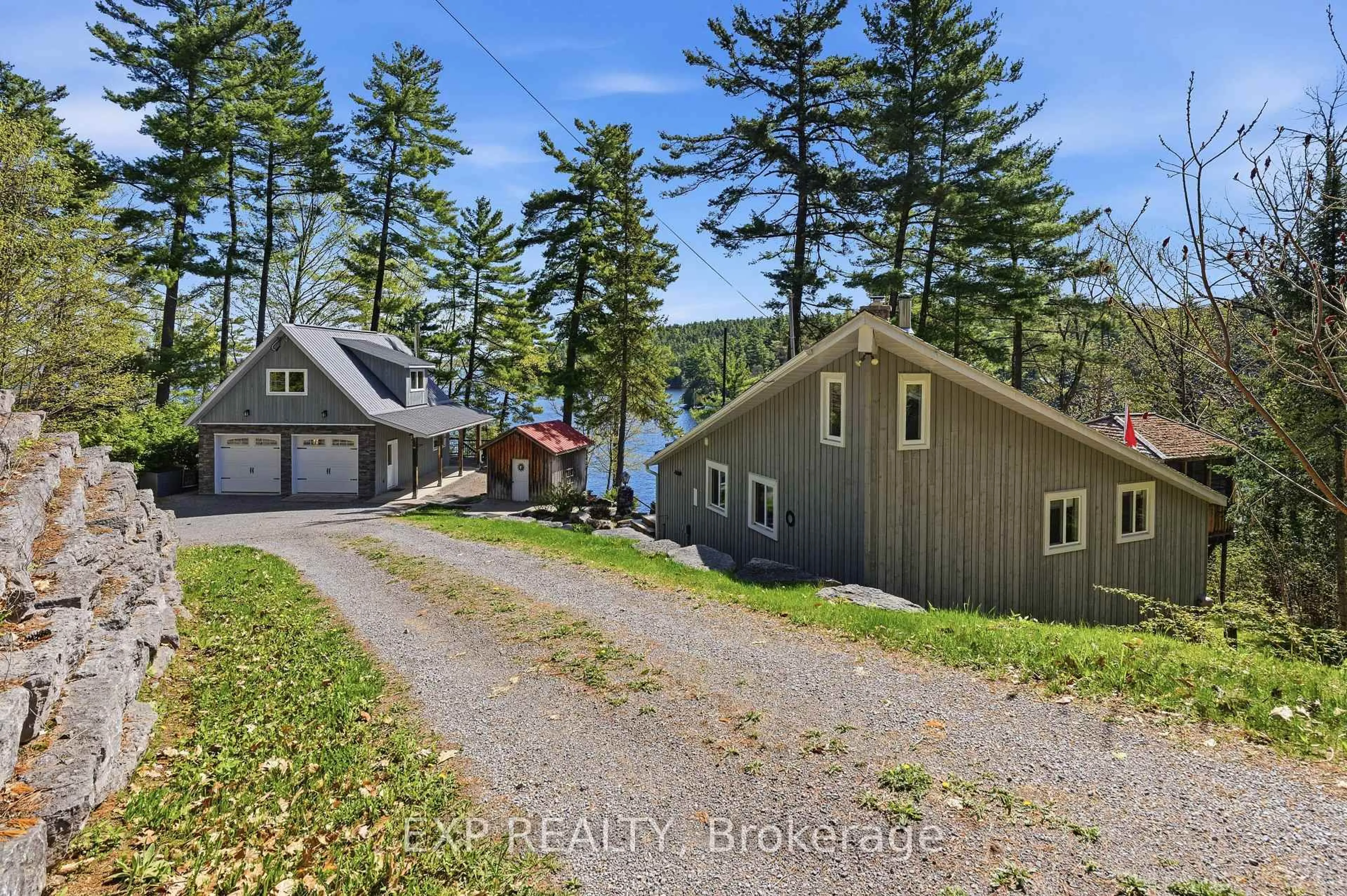 A pic from outside/outdoor area/front of a property/back of a property/a pic from drone, water/lake/river/ocean view for 4 Stackwall Lane, Battersea Ontario K0H 1H0