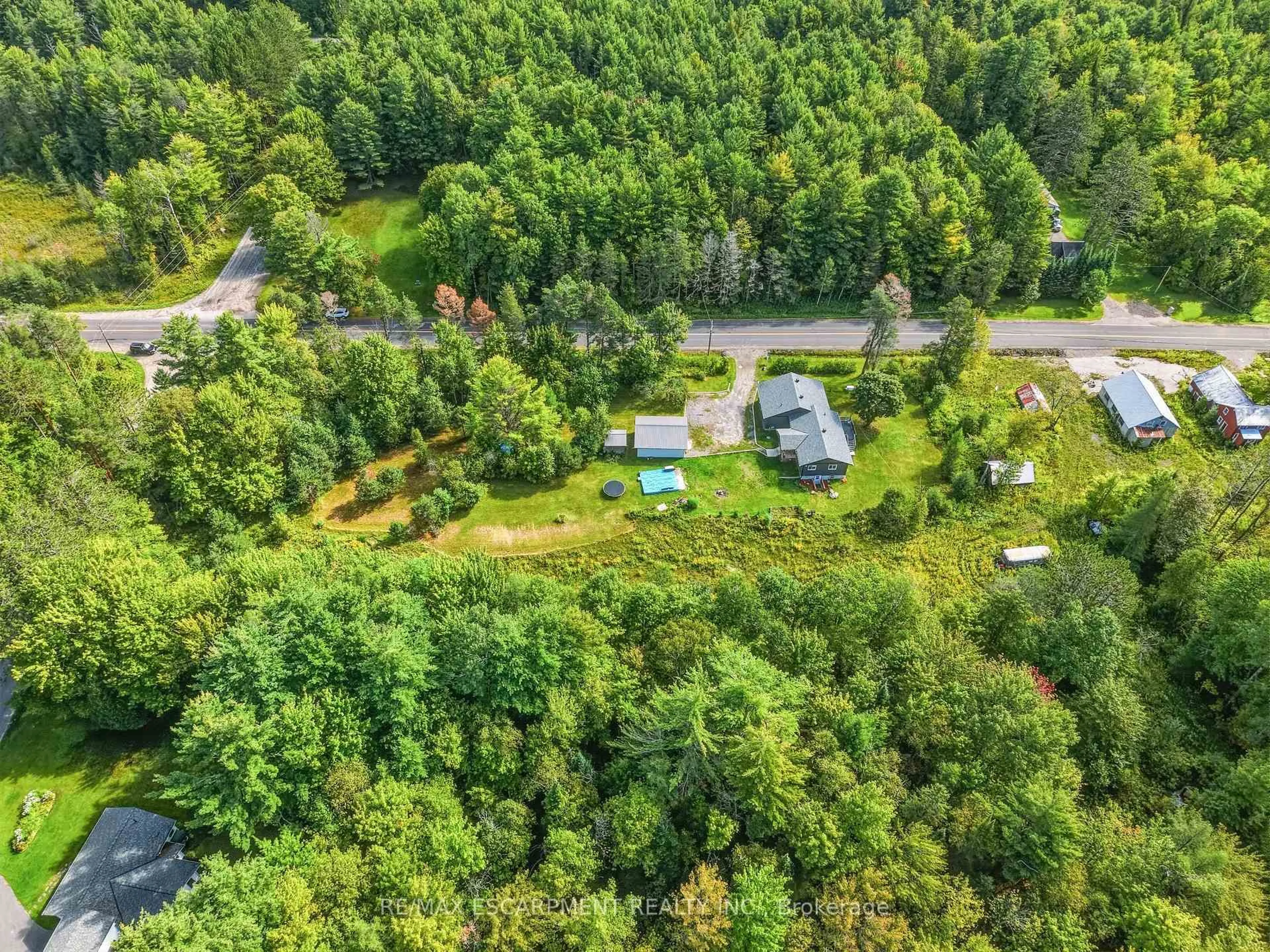 A pic from outside/outdoor area/front of a property/back of a property/a pic from drone, forest/trees view for 400 Raymond Rd, Muskoka Lakes Ontario P1L 1X4