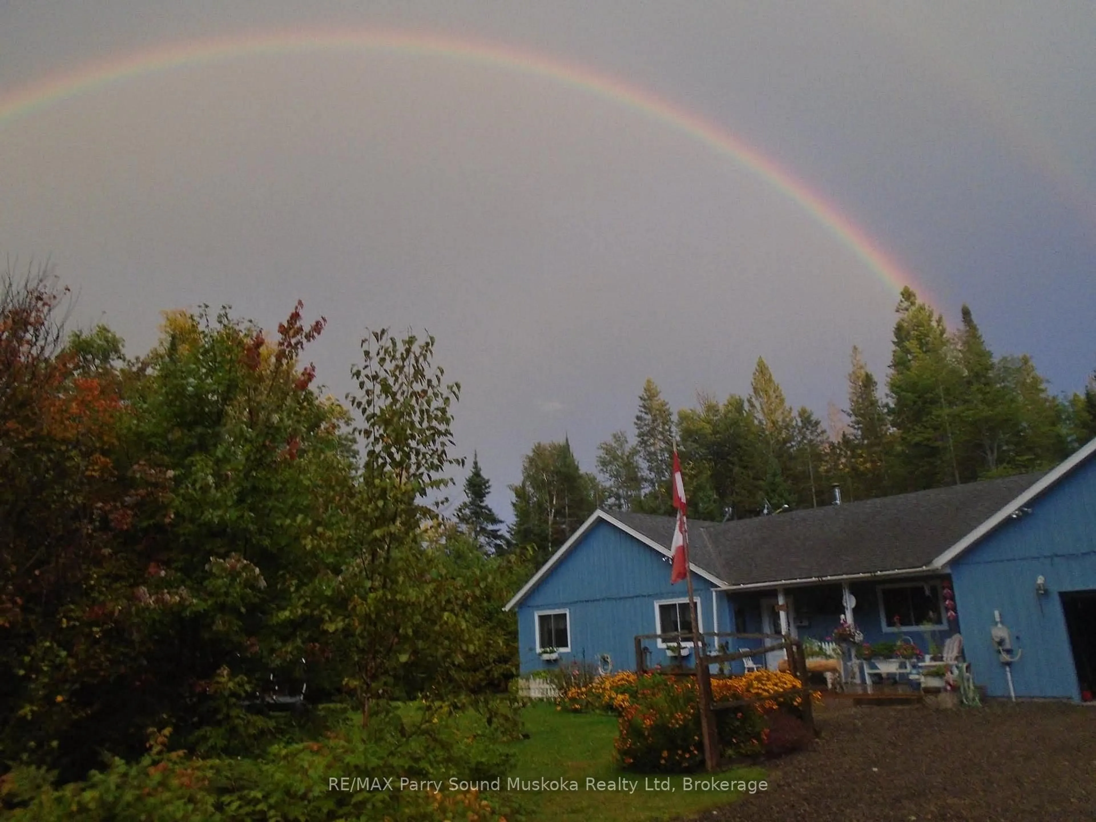 A pic from outside/outdoor area/front of a property/back of a property/a pic from drone, street for 1819 Machar Strong Boundary Rd, Strong Ontario P0A 1Z0