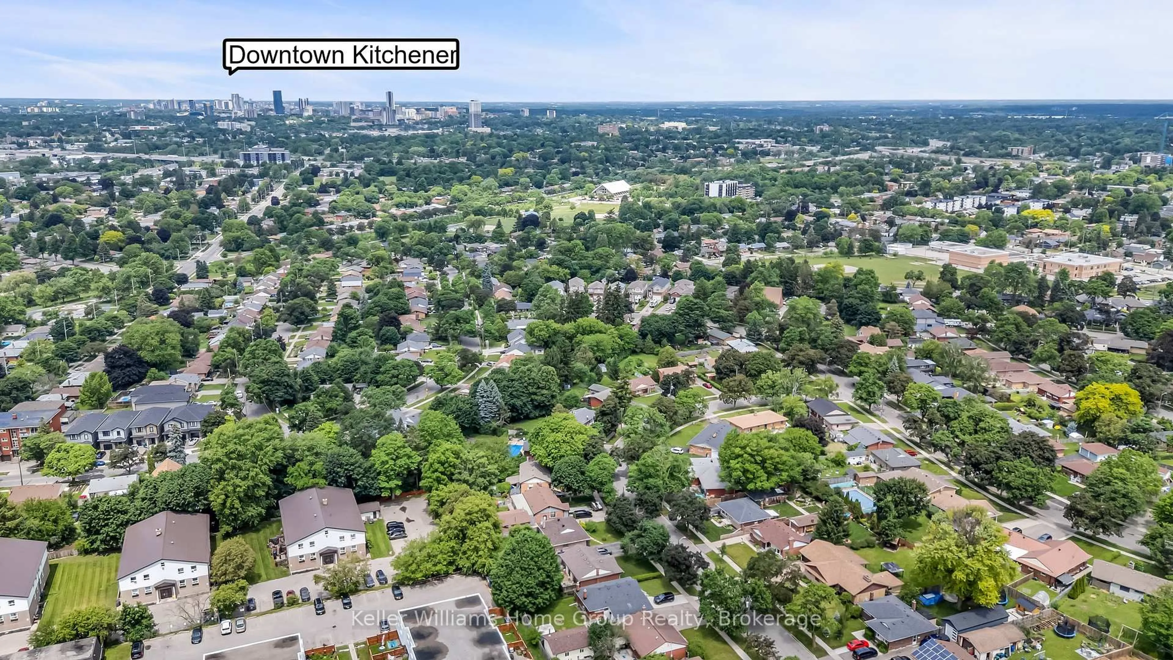 A pic from outside/outdoor area/front of a property/back of a property/a pic from drone, city buildings view from balcony for 58 Reyburn Ave, Kitchener Ontario N2C 2B2