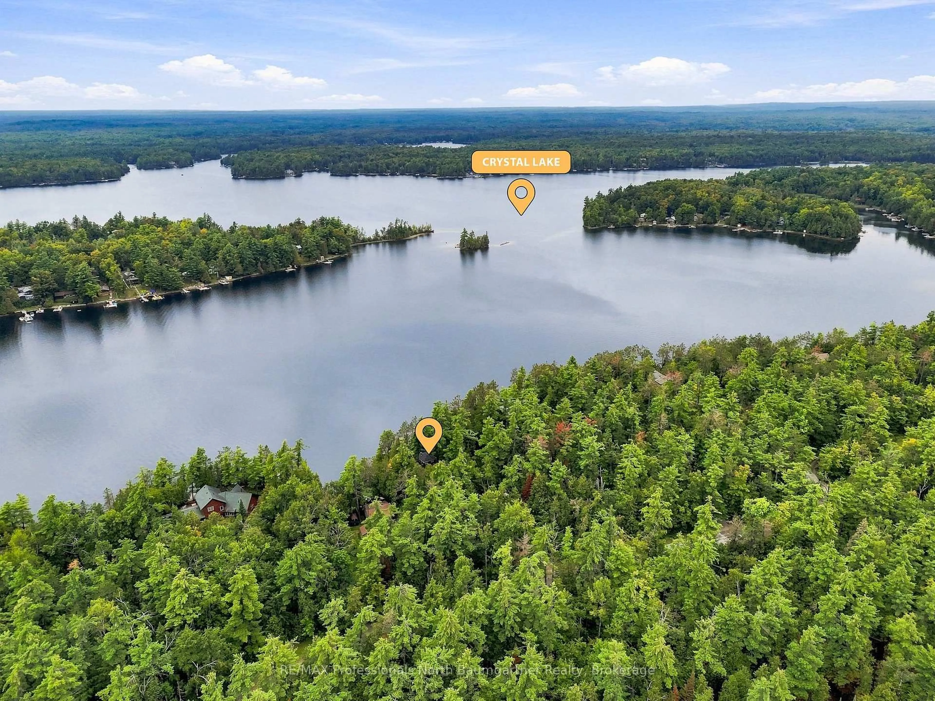 A pic from outside/outdoor area/front of a property/back of a property/a pic from drone, water/lake/river/ocean view for 1803 Crystal Lake Rd, Trent Lakes Ontario K0M 2A0