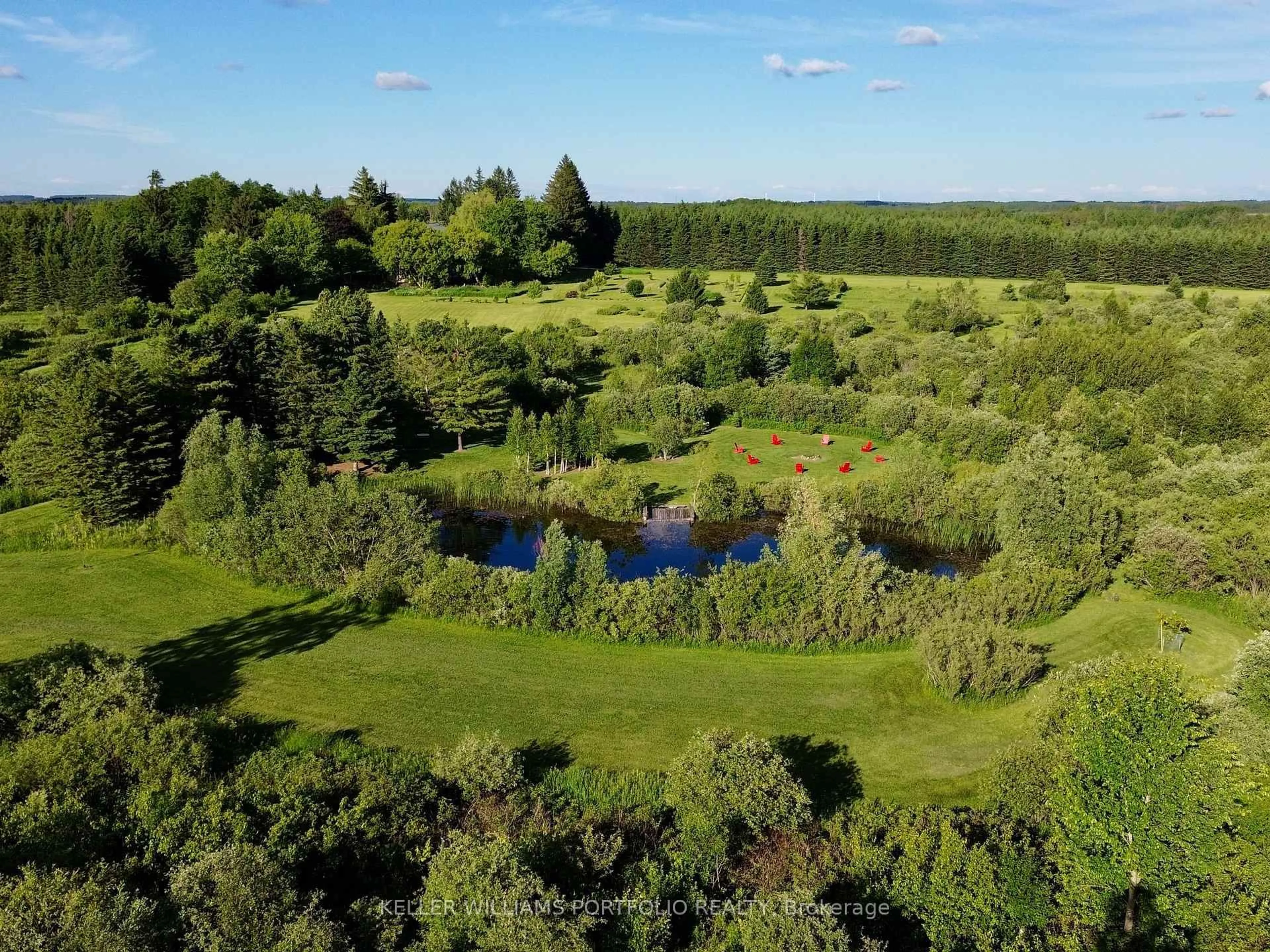 A pic from outside/outdoor area/front of a property/back of a property/a pic from drone, forest/trees view for 254588 Ninth Line, Amaranth Ontario L0N 1G0