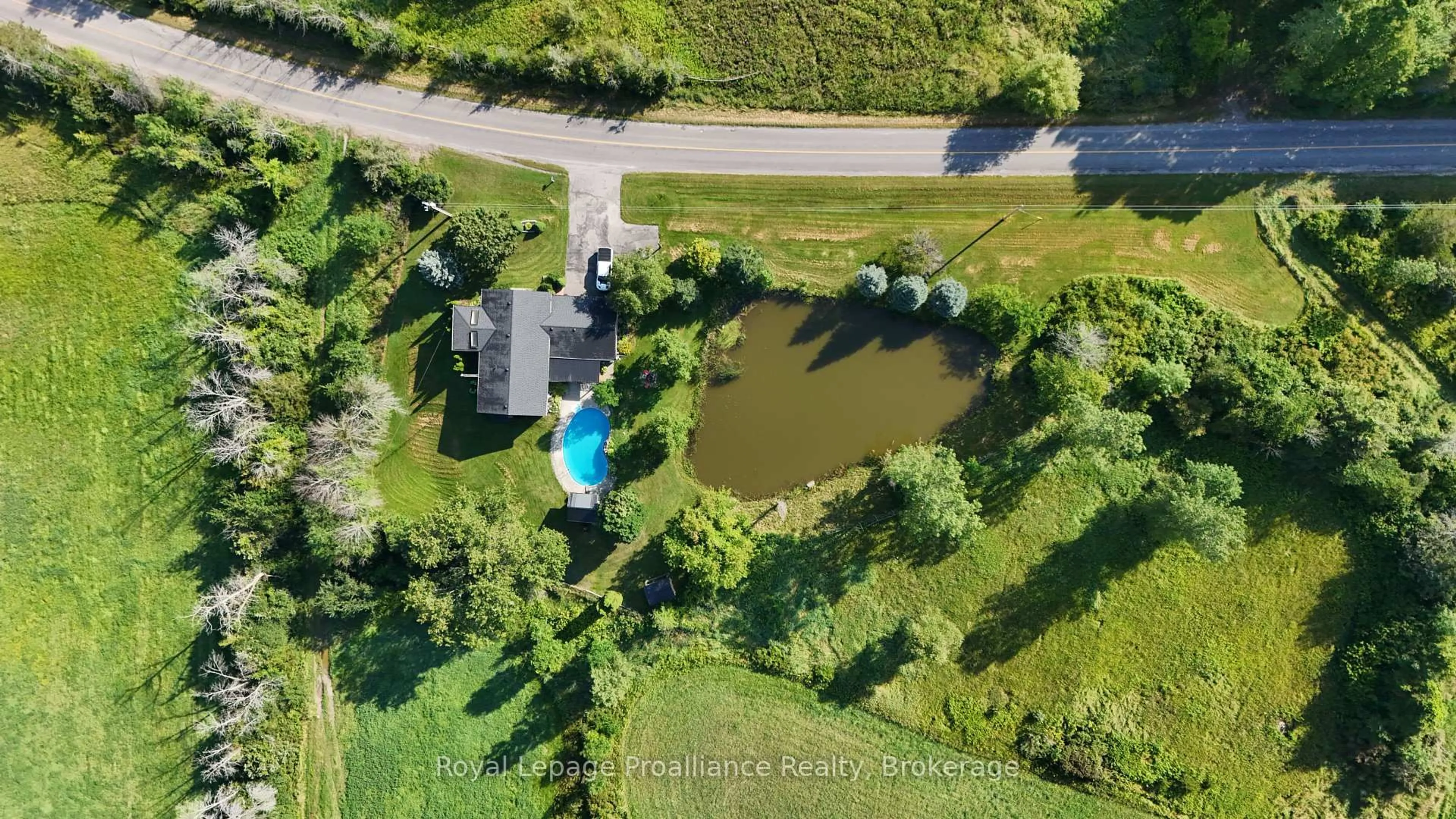 A pic from outside/outdoor area/front of a property/back of a property/a pic from drone, water/lake/river/ocean view for 661 Flying Club Rd, Stirling Ontario K0K 3E0