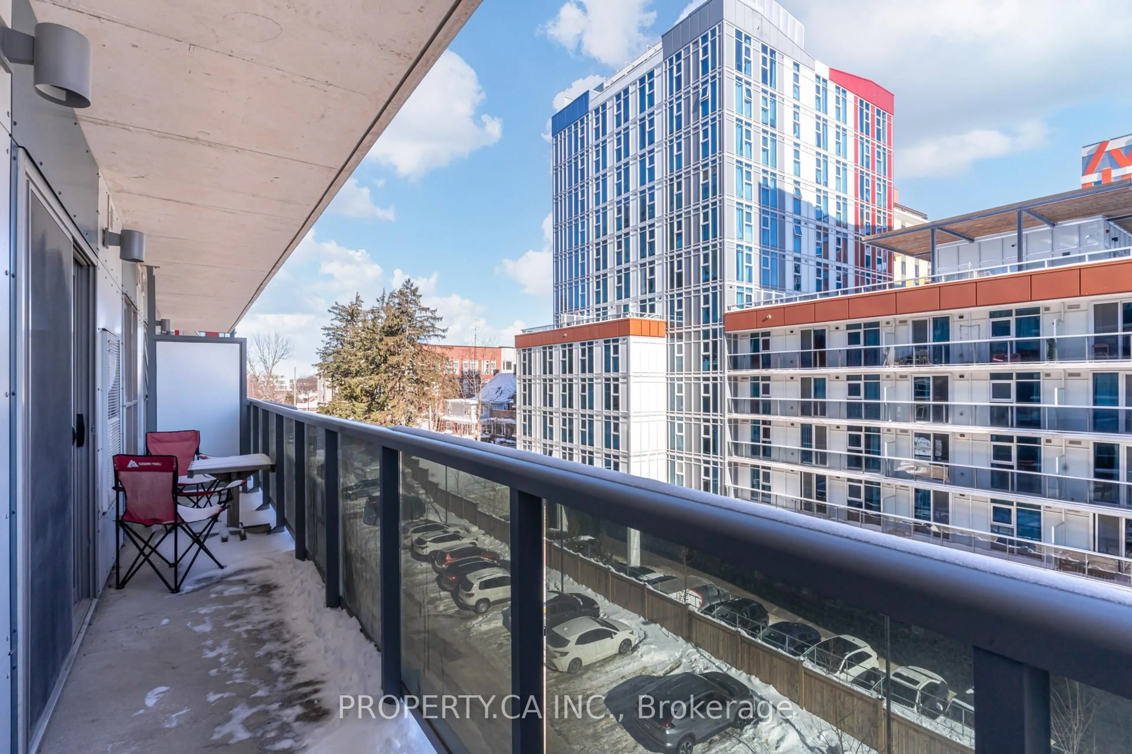 Balcony in the apartment, city buildings view from balcony for 258A Sunview St #161, Waterloo Ontario N2L 0H6