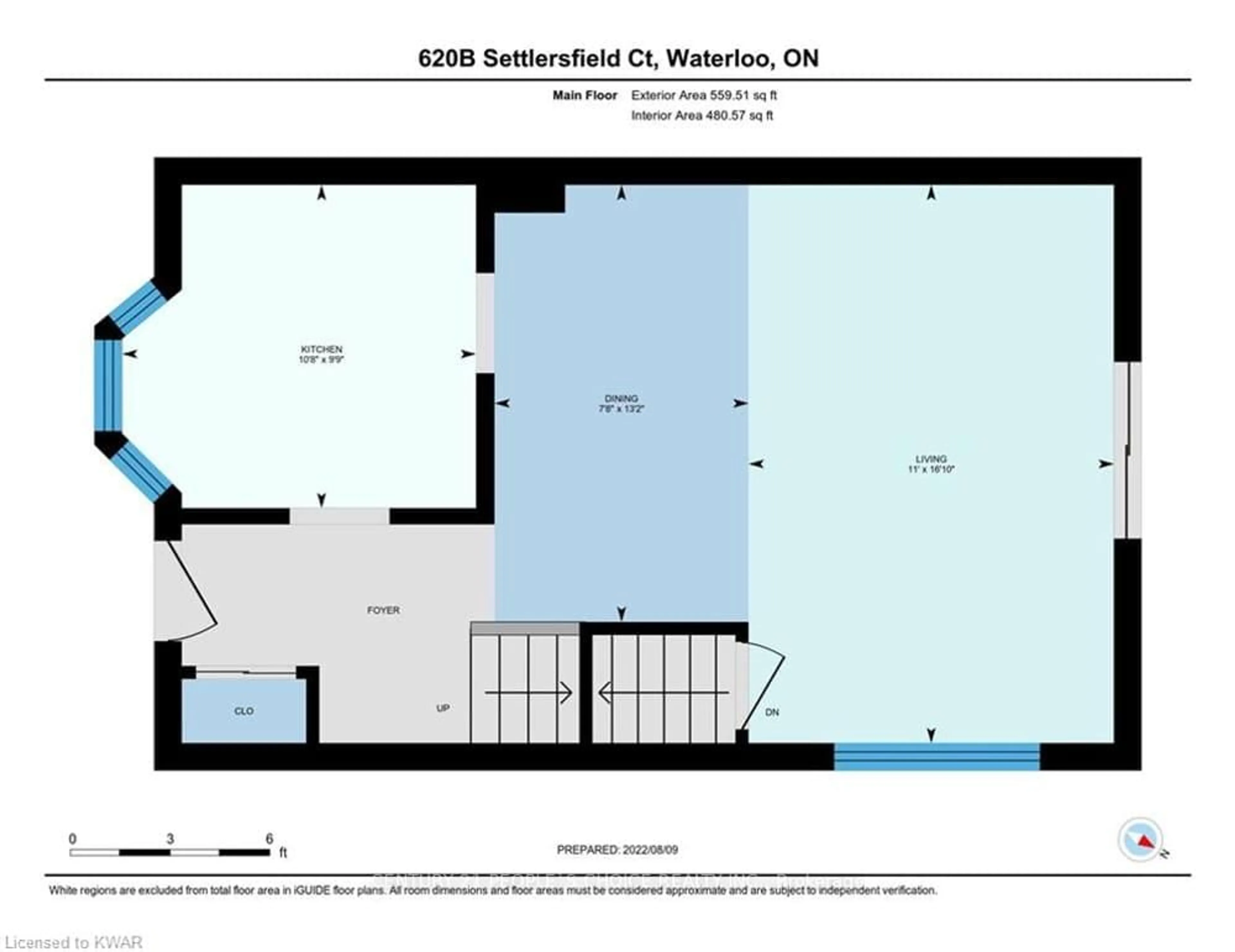 Floor plan for 620 Settlersfield Crt #B, Waterloo Ontario N2T 2K7