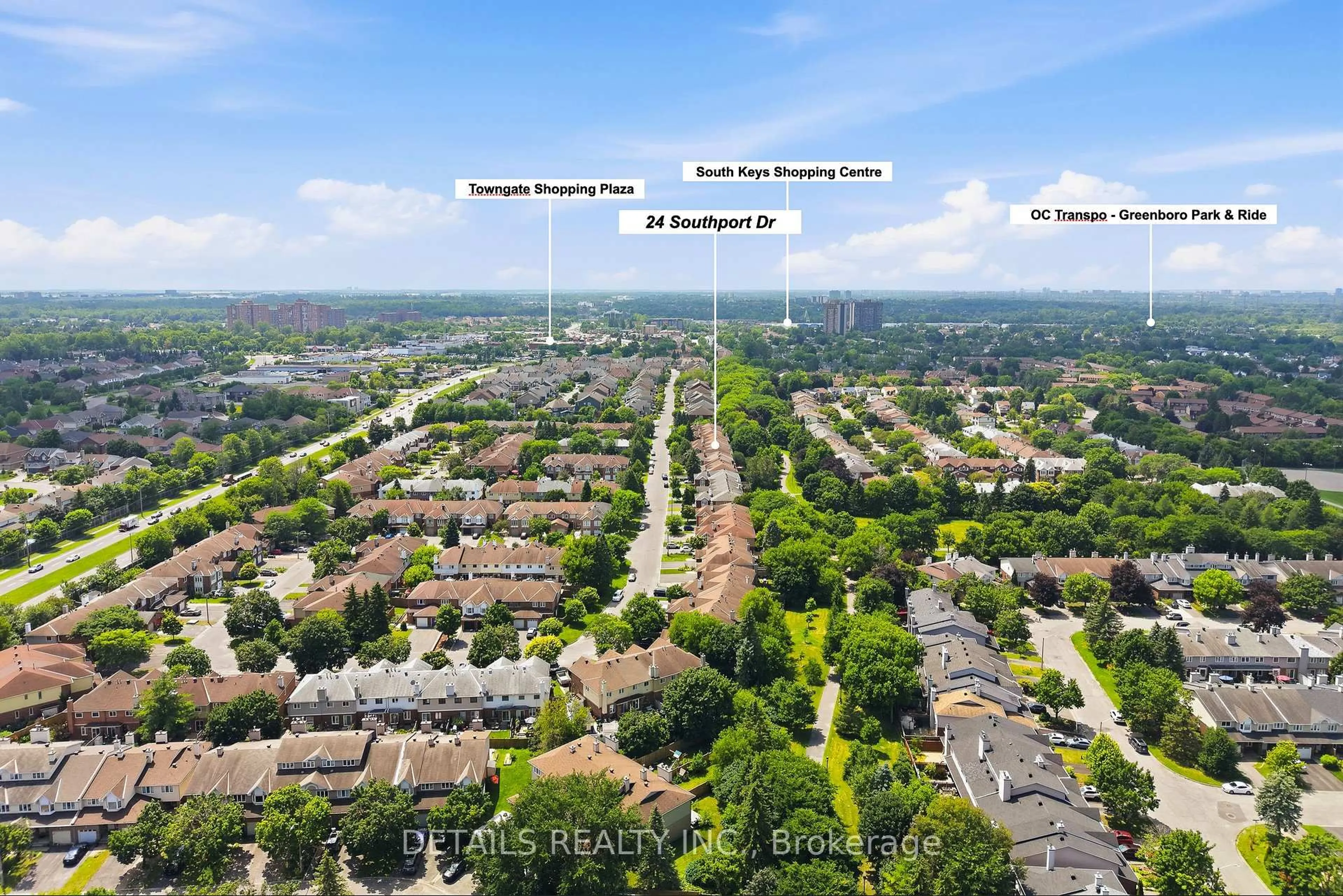 A pic from outside/outdoor area/front of a property/back of a property/a pic from drone, street for 24 Southport Dr, Ottawa Ontario K1T 3E7