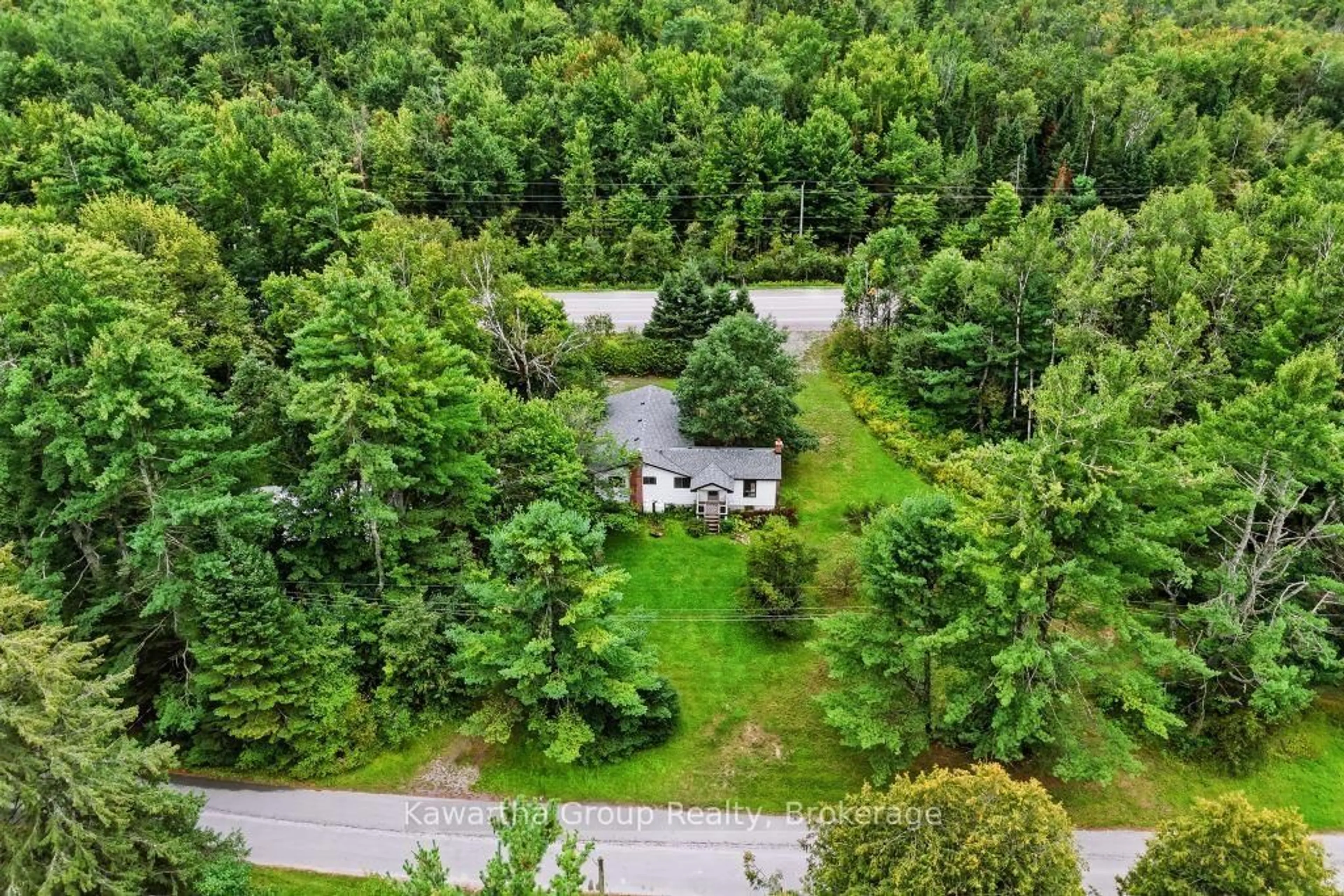 A pic from outside/outdoor area/front of a property/back of a property/a pic from drone, forest/trees view for 15 Cameron Rd, Kawartha Lakes Ontario K0M 2L0