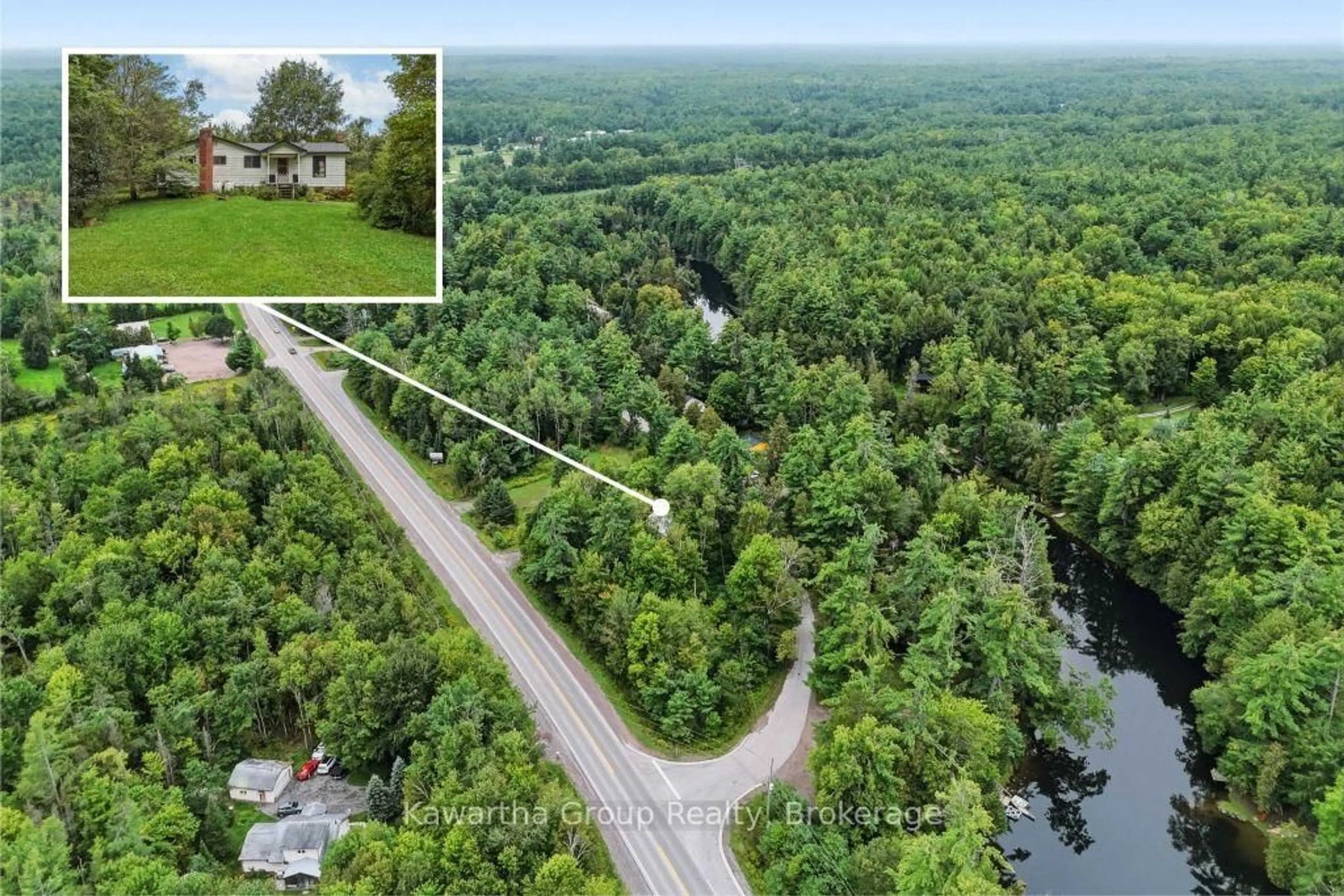 A pic from outside/outdoor area/front of a property/back of a property/a pic from drone, water/lake/river/ocean view for 15 Cameron Rd, Kawartha Lakes Ontario K0M 2L0