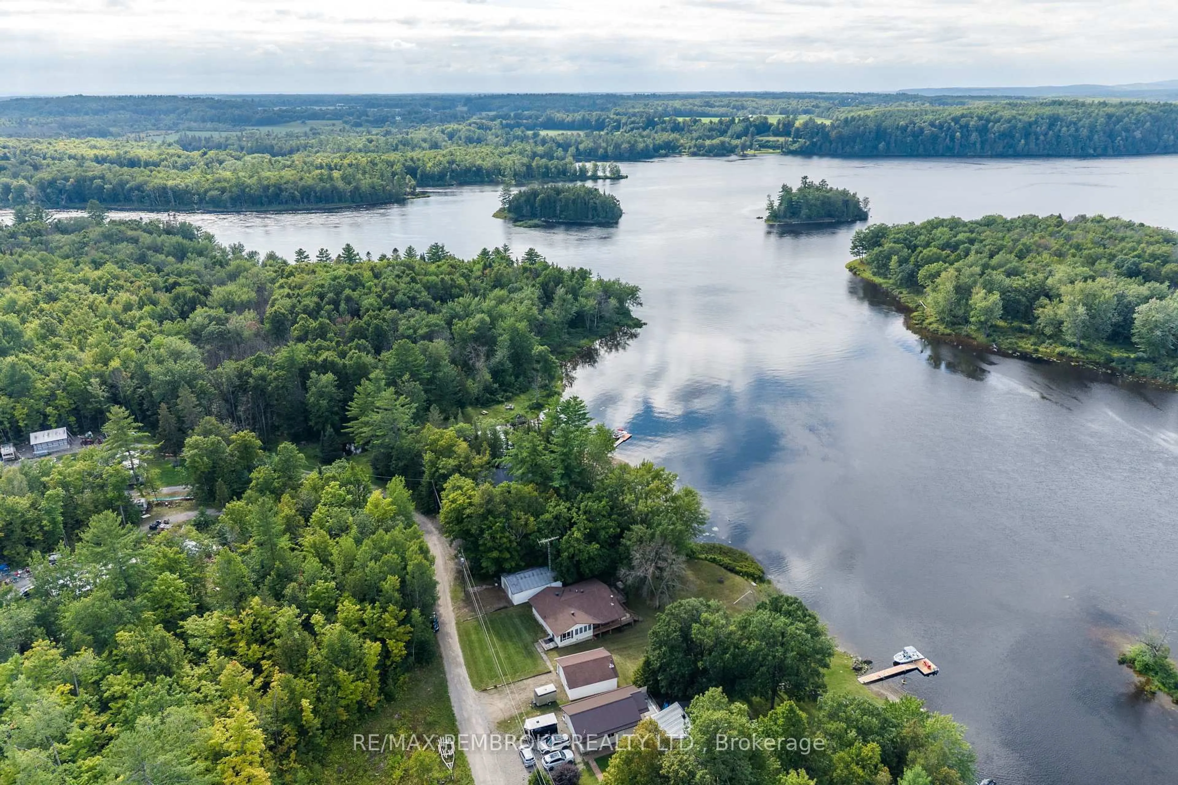 A pic from outside/outdoor area/front of a property/back of a property/a pic from drone, water/lake/river/ocean view for 69 Sinkhole Tr, Westmeath Ontario K0J 2L0