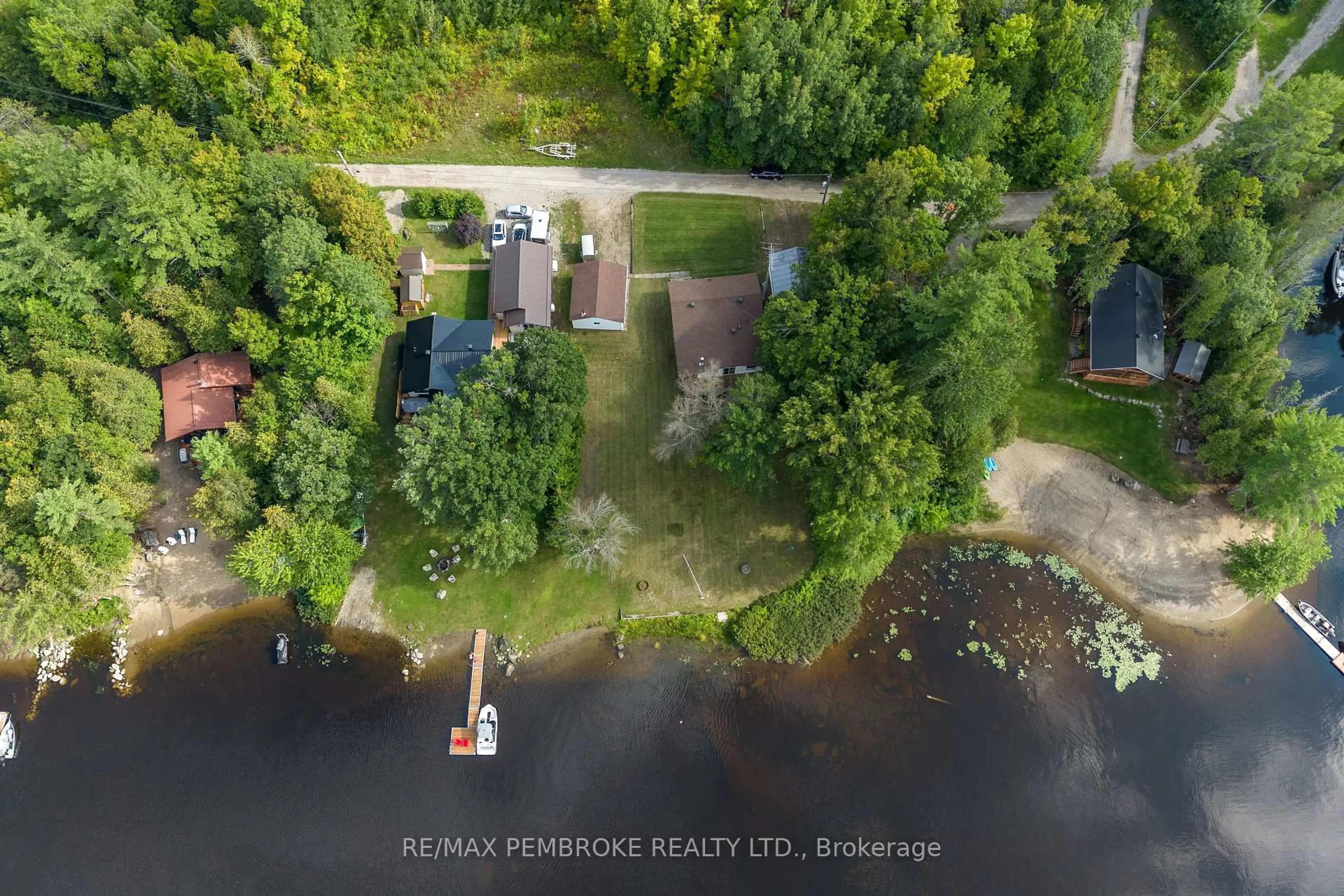 A pic from outside/outdoor area/front of a property/back of a property/a pic from drone, water/lake/river/ocean view for 69 Sinkhole Tr, Westmeath Ontario K0J 2L0