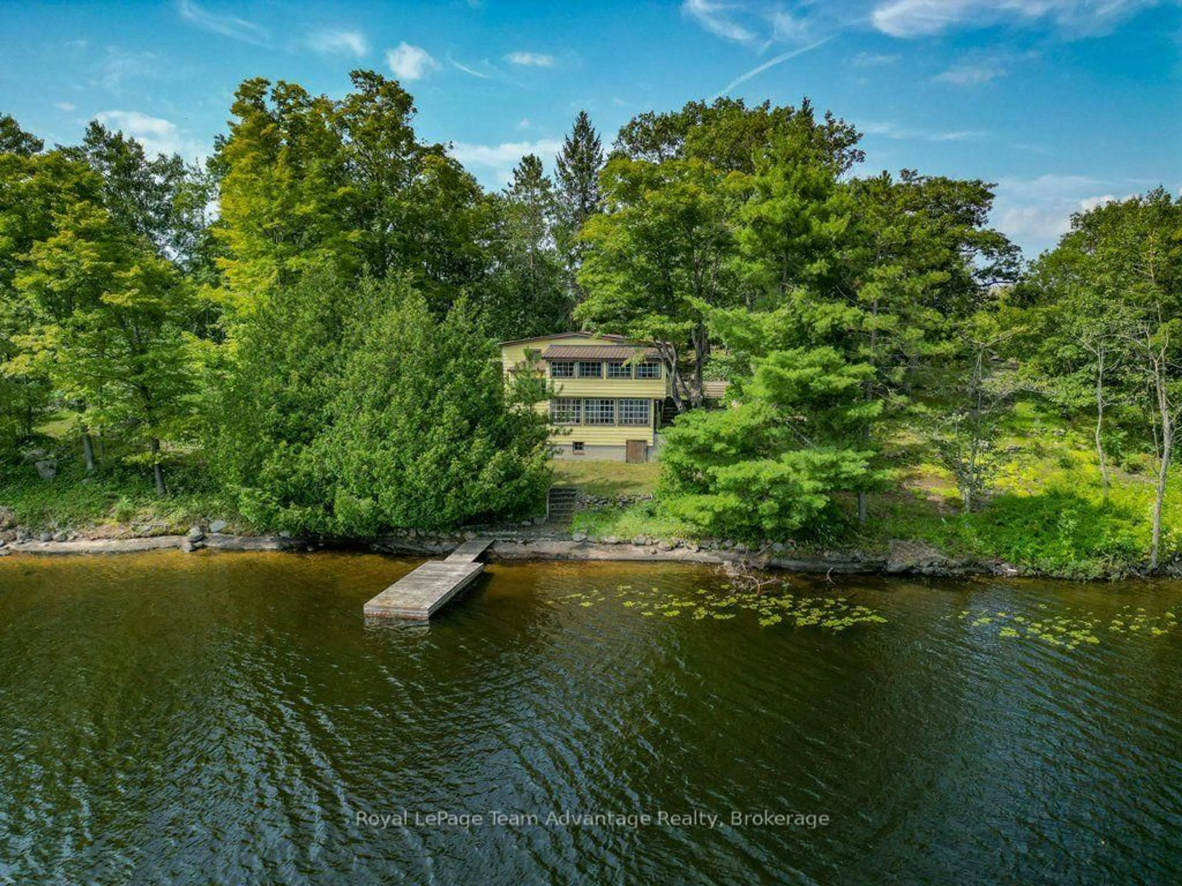 A pic from outside/outdoor area/front of a property/back of a property/a pic from drone, water/lake/river/ocean view for 29 Kilty Bay Rd, Georgian Bay Ontario P0C 1H0