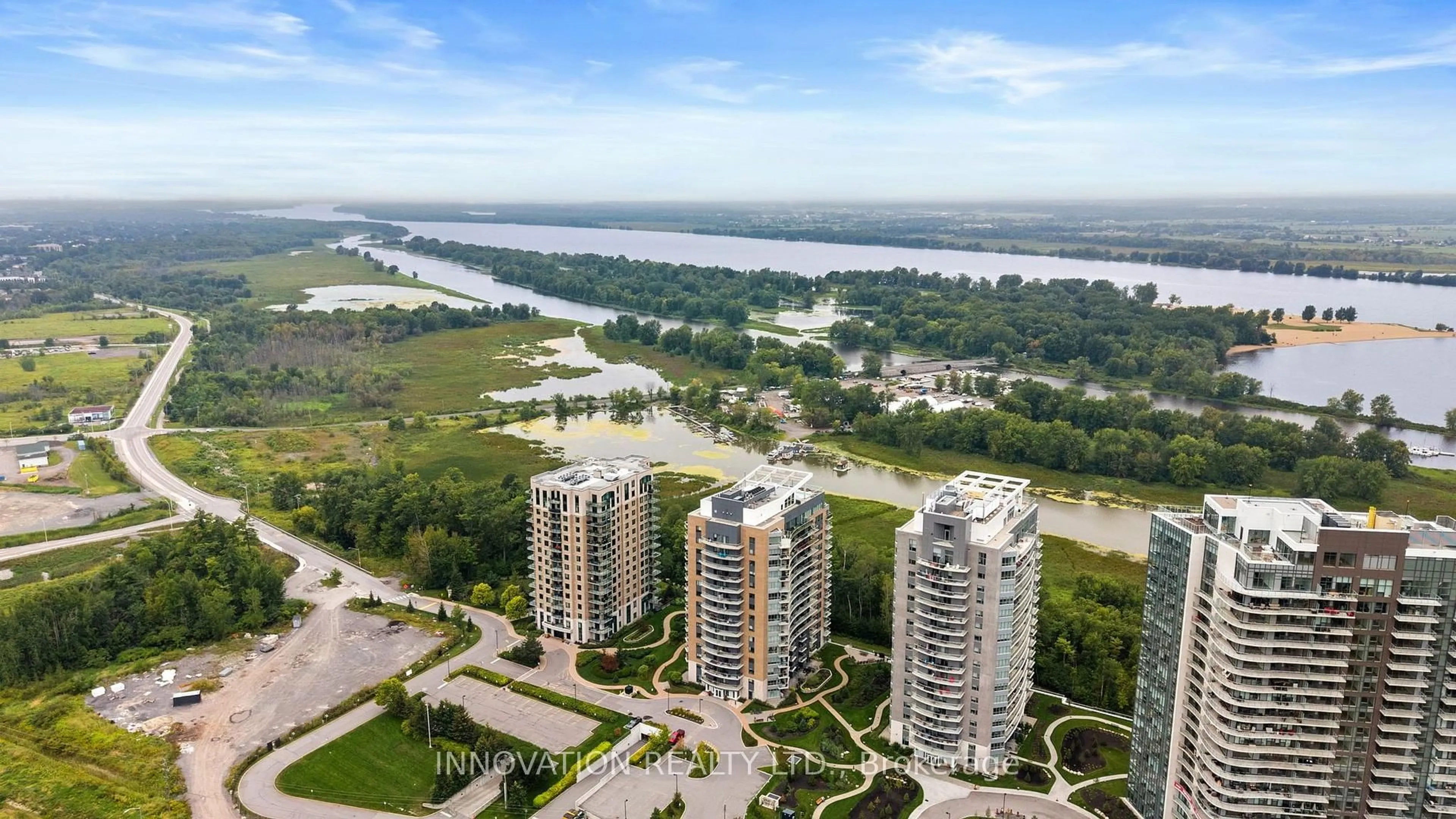 A pic from outside/outdoor area/front of a property/back of a property/a pic from drone, water/lake/river/ocean view for 200 Inlet Private #1006, Ottawa Ontario K4A 5H3